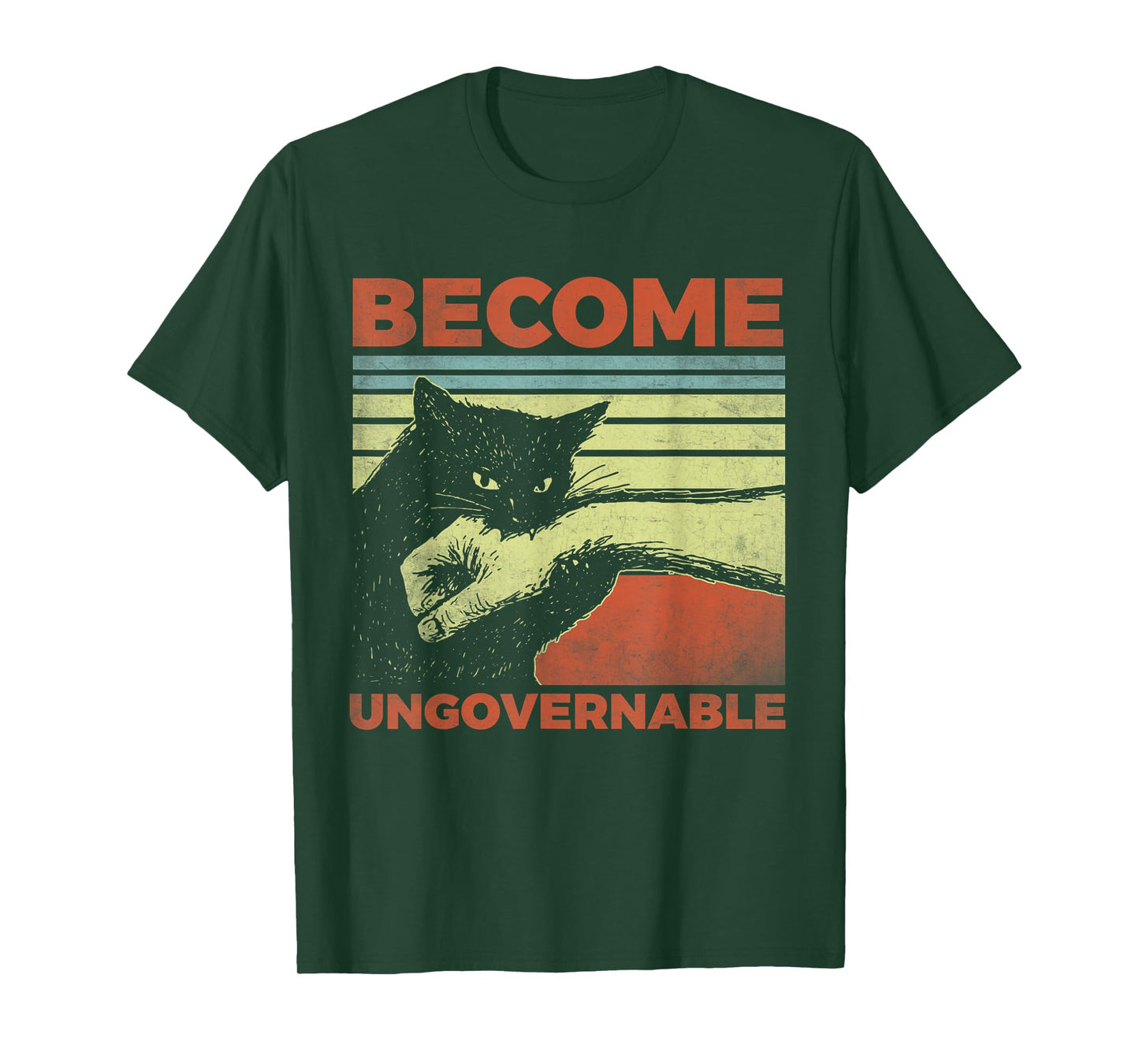 Become Ungovernable - Black Cat Biting Hand Funny T-Shirt