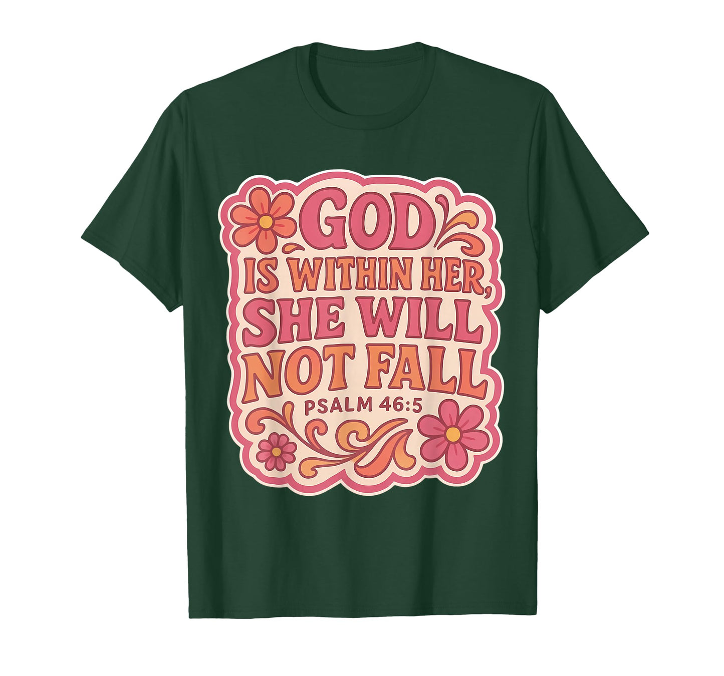 God is Whithin Her She Will Not Fall Christian Vintage Women T-Shirt