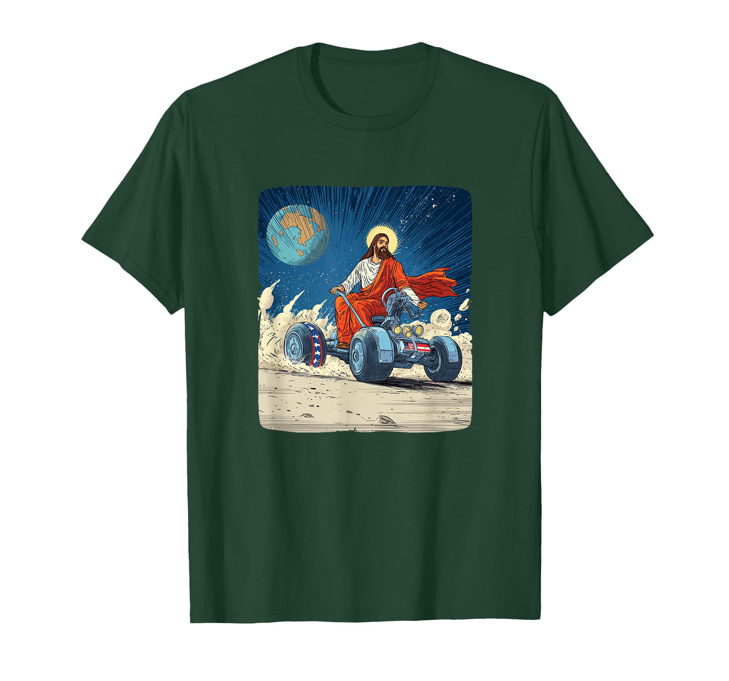Awesome Moon Vehicle with Jesus Christ Costume T-Shirt