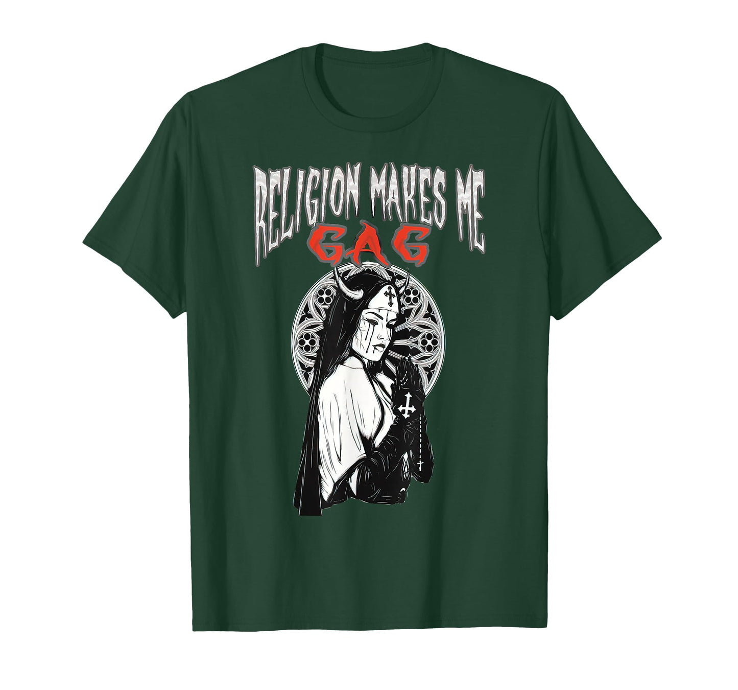 Religion Makes Me Gag Evil Satanic Antichrist Nun T-Shirt