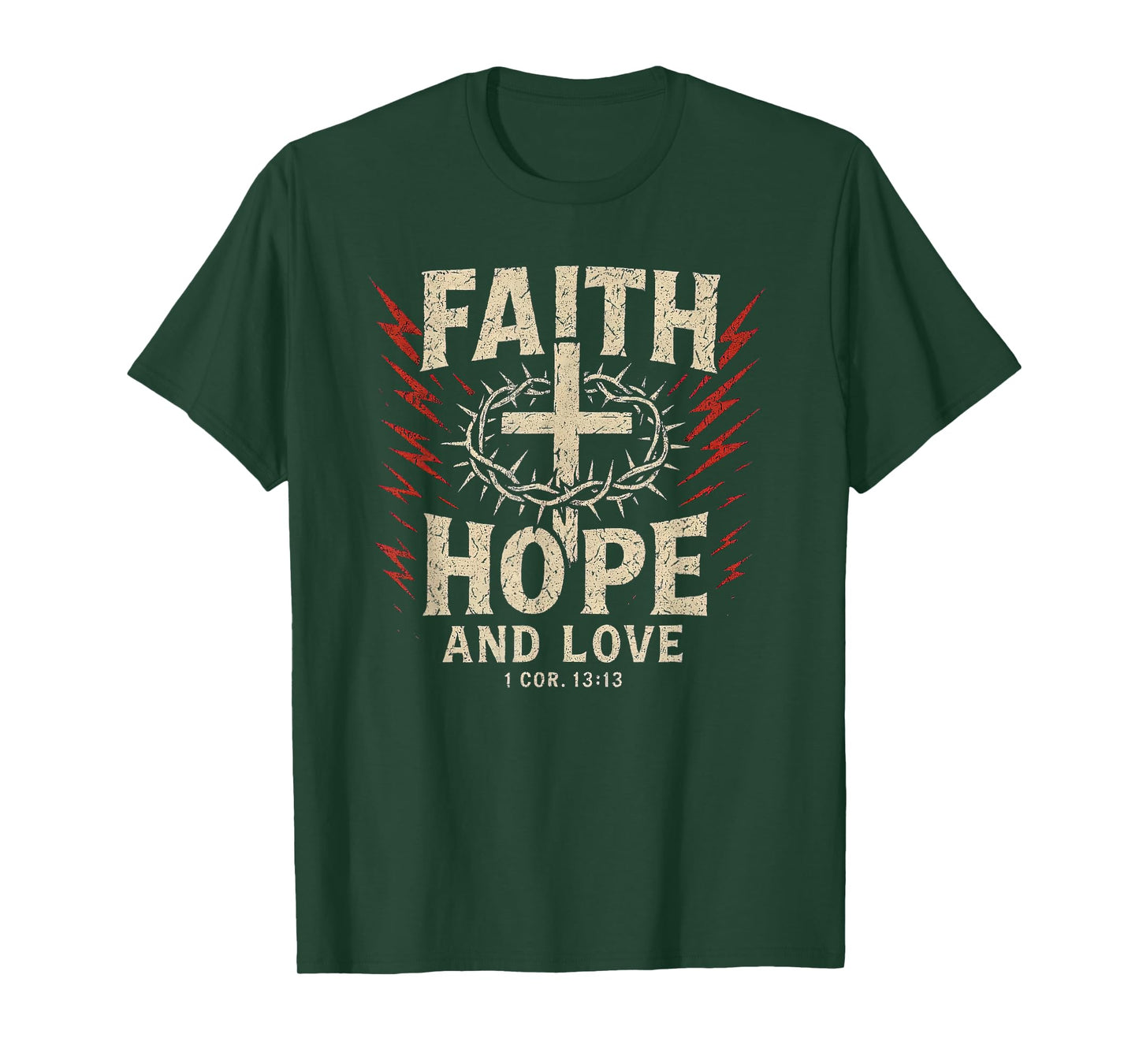 Christian Faith Hope Love Punk Art Crown of Thorn Distressed T-Shirt
