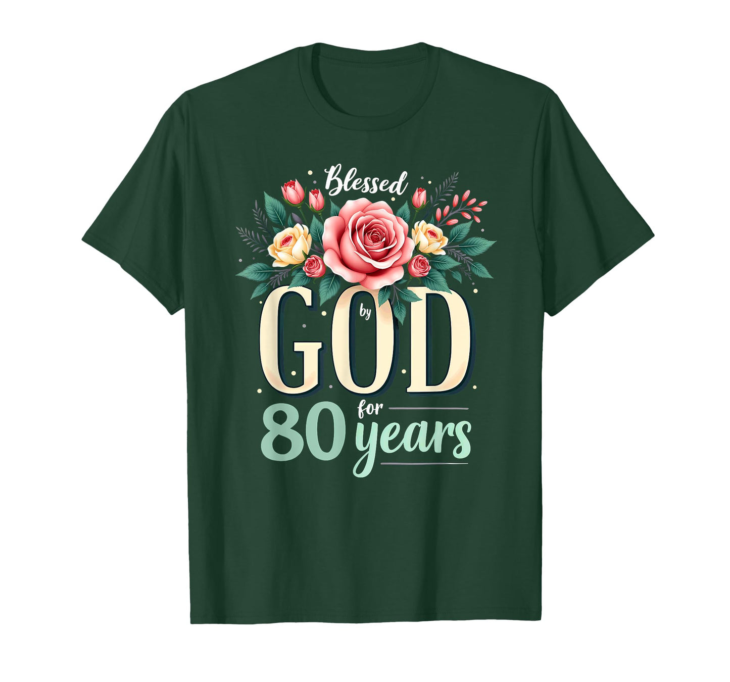 Blessed by God for 80 Years Religious 80th Birthday T-Shirt