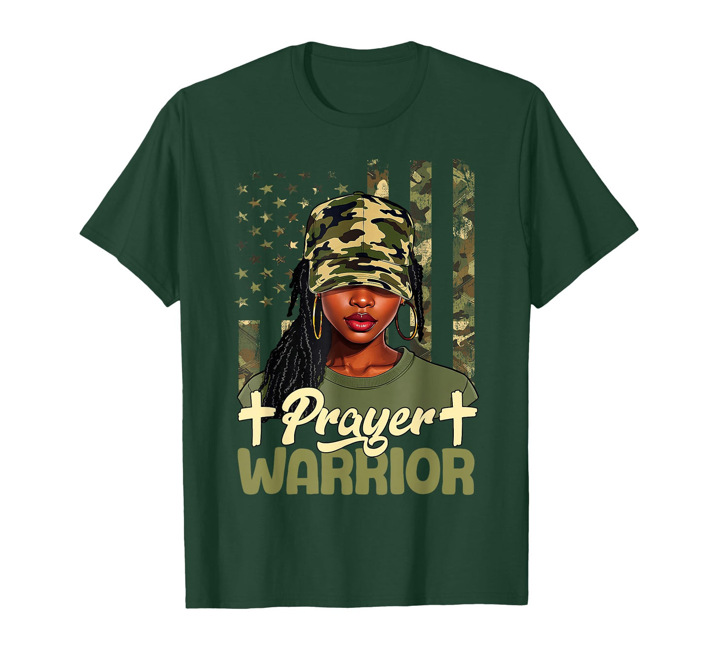 Praying Black Woman Afro Christian Sayings Prayer Warrior T-Shirt