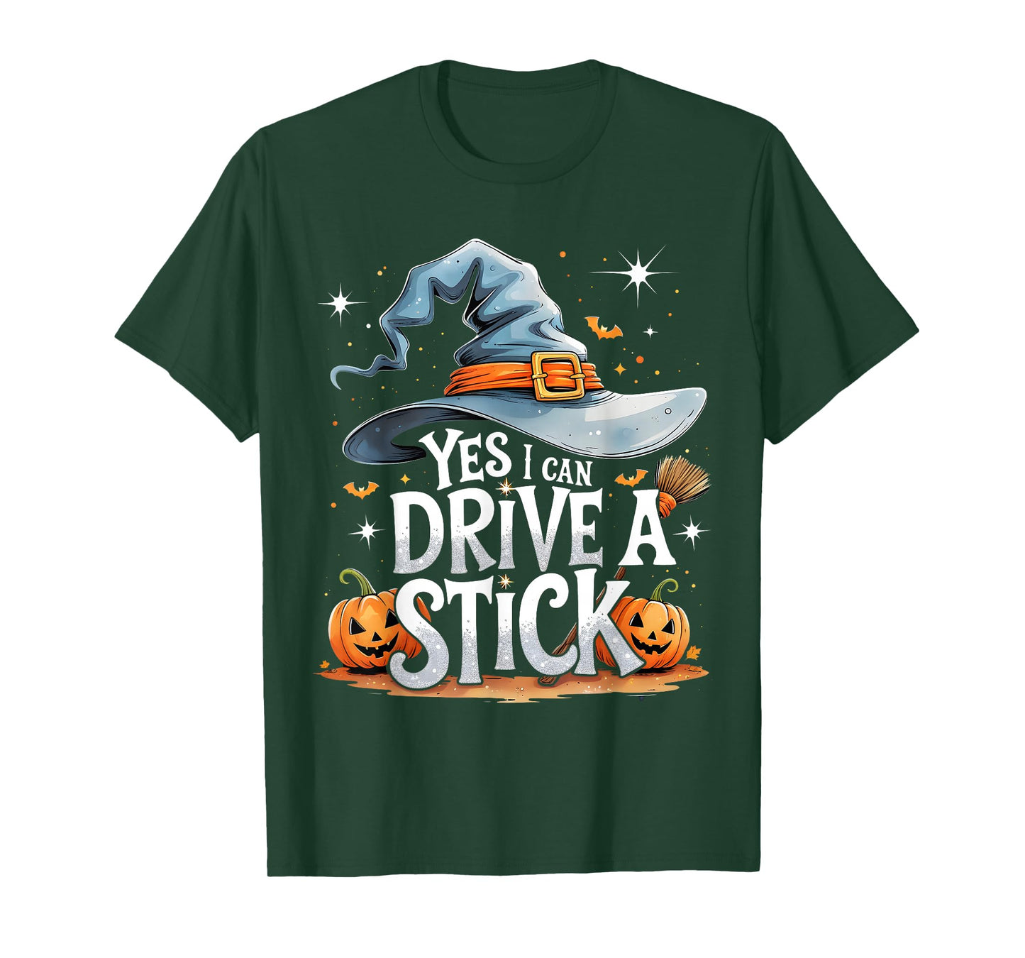 Yes I Can Drive a Stick Funny Halloween Witch Gift T-Shirt