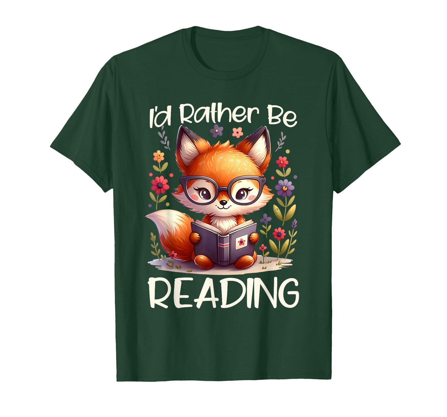 I'd Rather Be Reading Cute Fox Book Lover Reader Bookworm T-Shirt