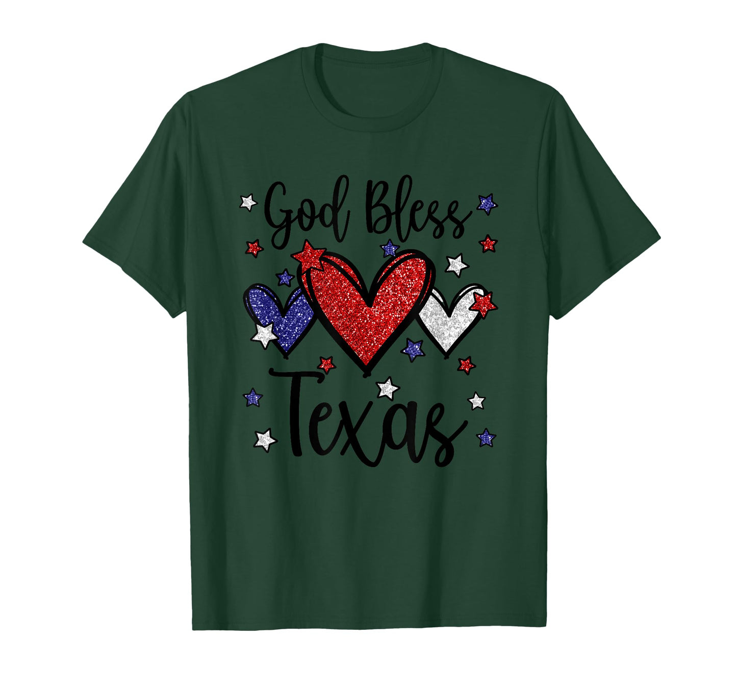 God Bless Texas Hearts For Patriotic Women & Fourth Of July T-Shirt