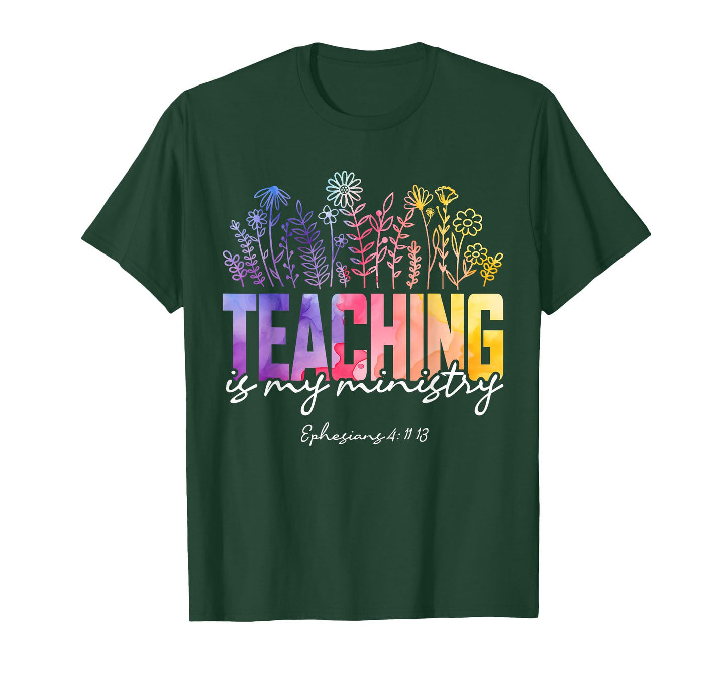 Teaching is My Ministry Flower Jesus Christian Teacher T-Shirt