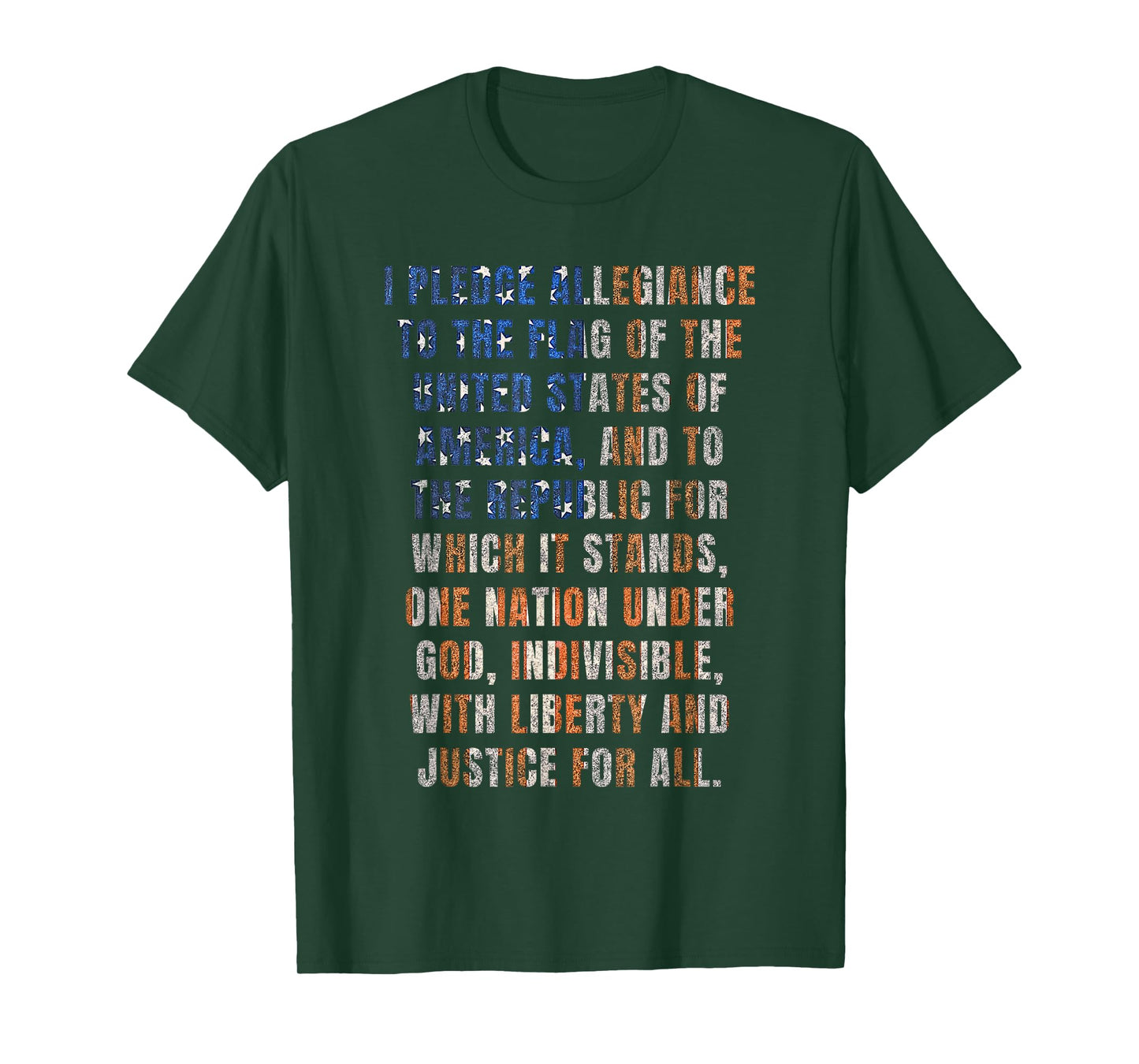 USA Pledge of Allegiance 4th of July Distressed Retro Tee T-Shirt for Women Kids Men