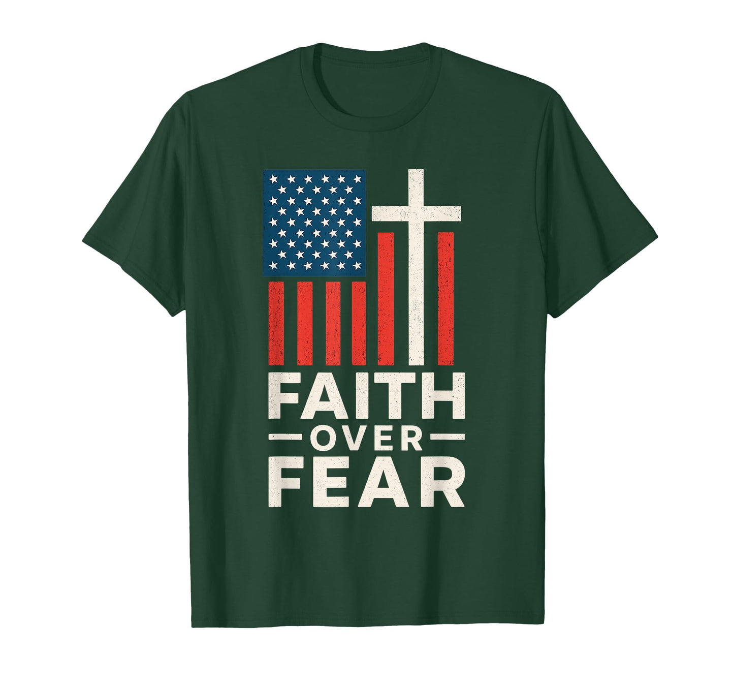America Pride Us Flag Faith Over Fear Prayer T-Shirt