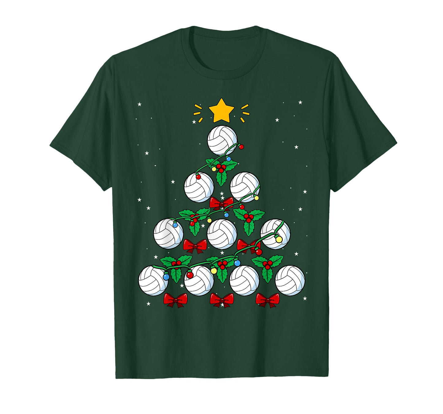 Volleyball Christmas Tree Ball Team Sports Coach Player Game T-Shirt
