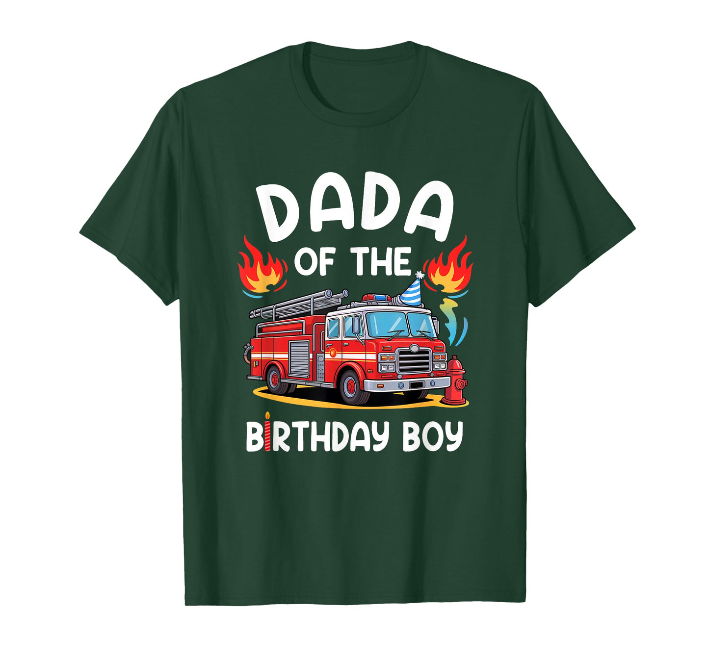 Dada Of The Birthday Boy Fire Truck Firefighter 1St Party T-Shirt