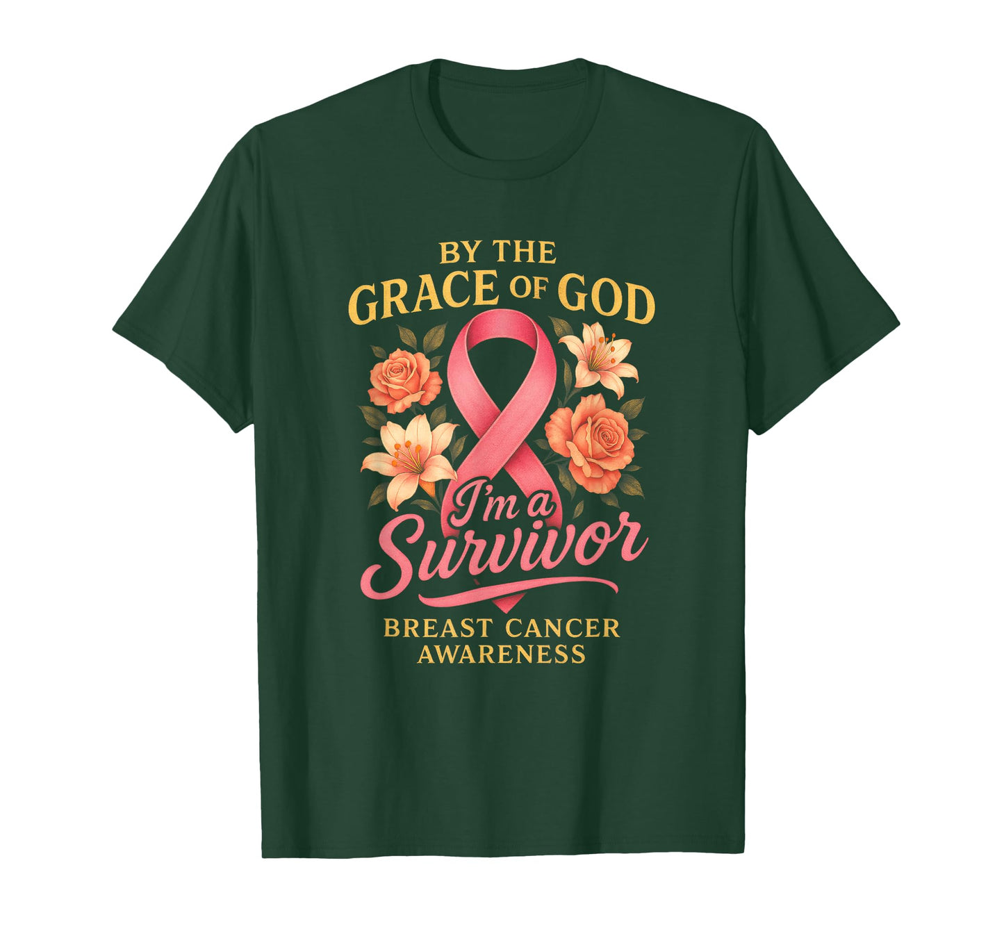 by The Grace of GOD - Breast Cancer Survivor T-Shirt