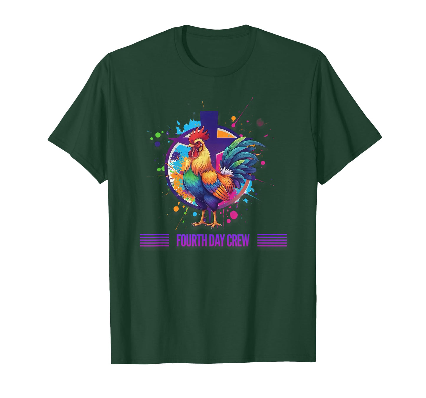 DeColores Cursillo Rainbow Rooster Catholic T-Shirt