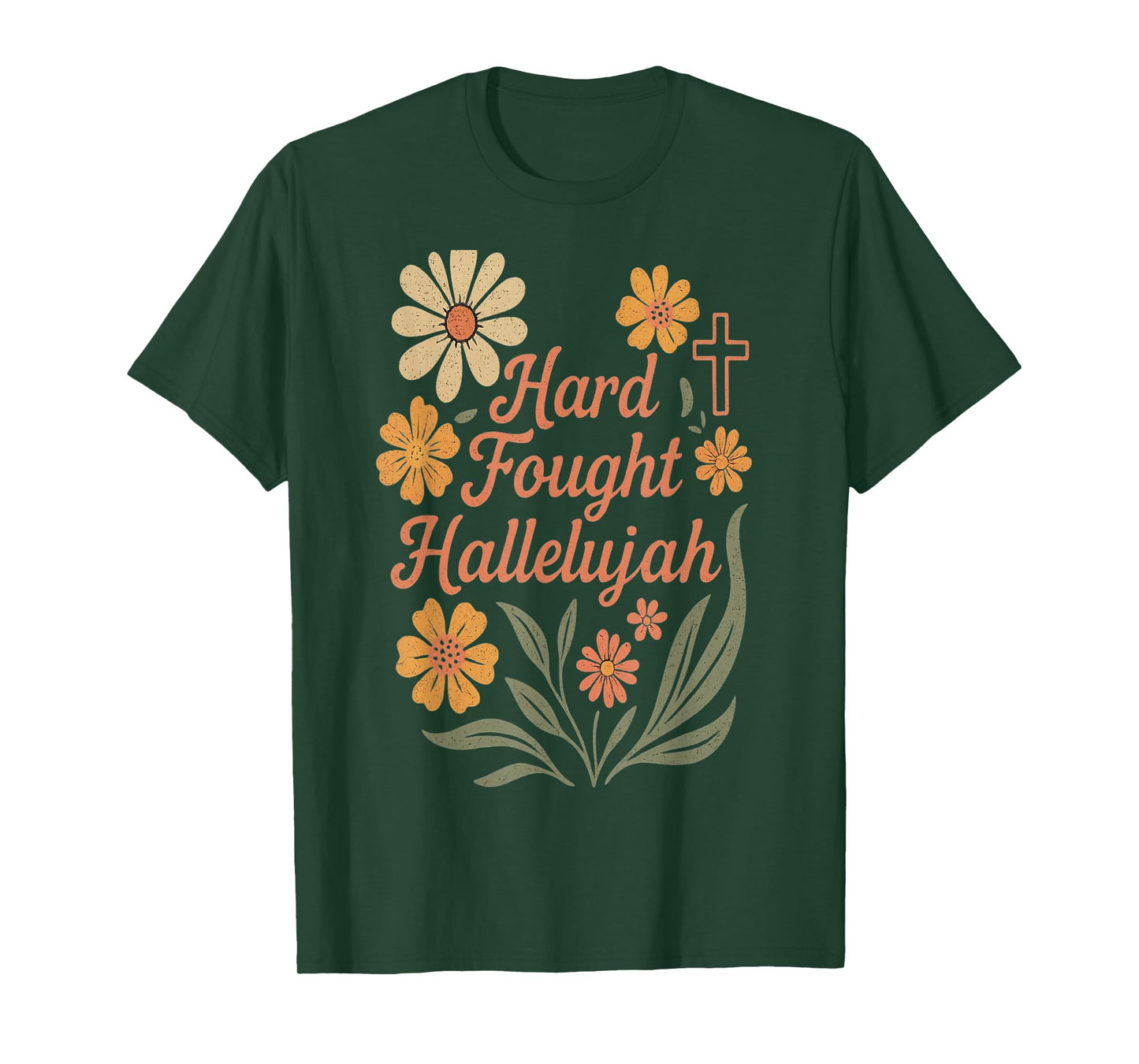 Hallelujah Hard Fought Bohemian Retro Christian T-Shirt