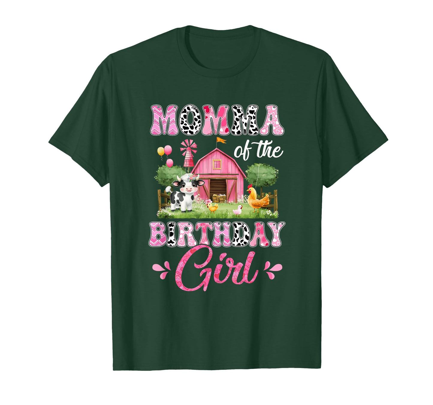 Momma Of The Birthday Girl 1St Birthday Cow Farm Family T-Shirt