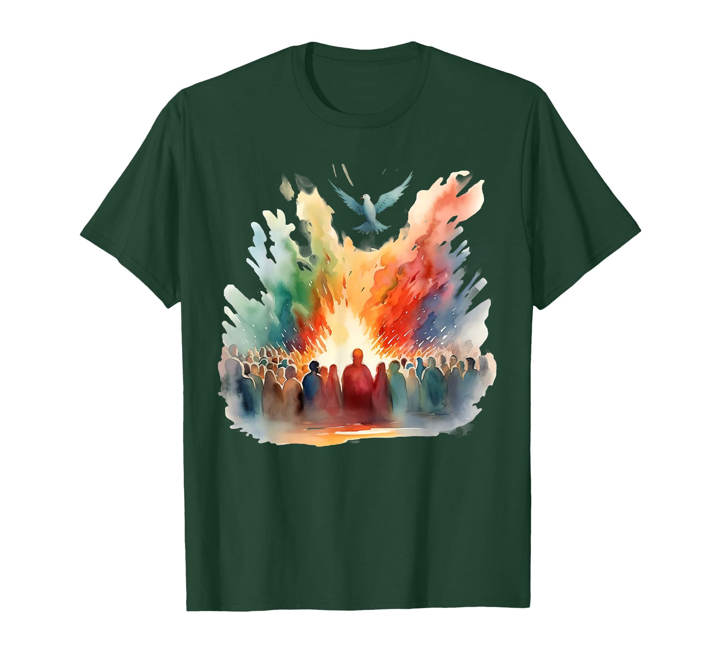 Pentecost Doves Tongues Fire Flame Holy Spirit Catholic T-Shirt