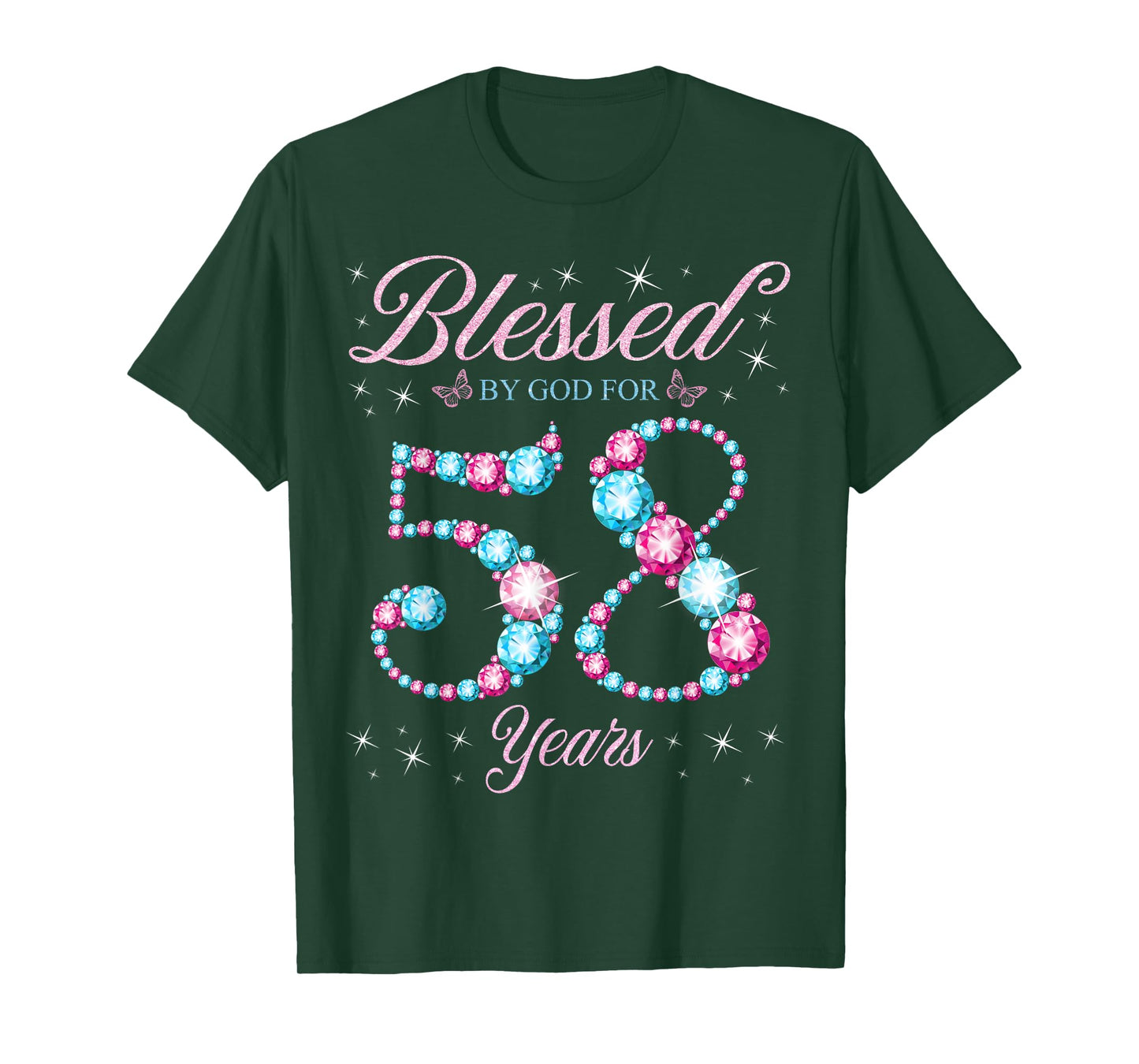 Blessed By God For 58 Years Old 58th Birthday Woman Queen T-Shirt