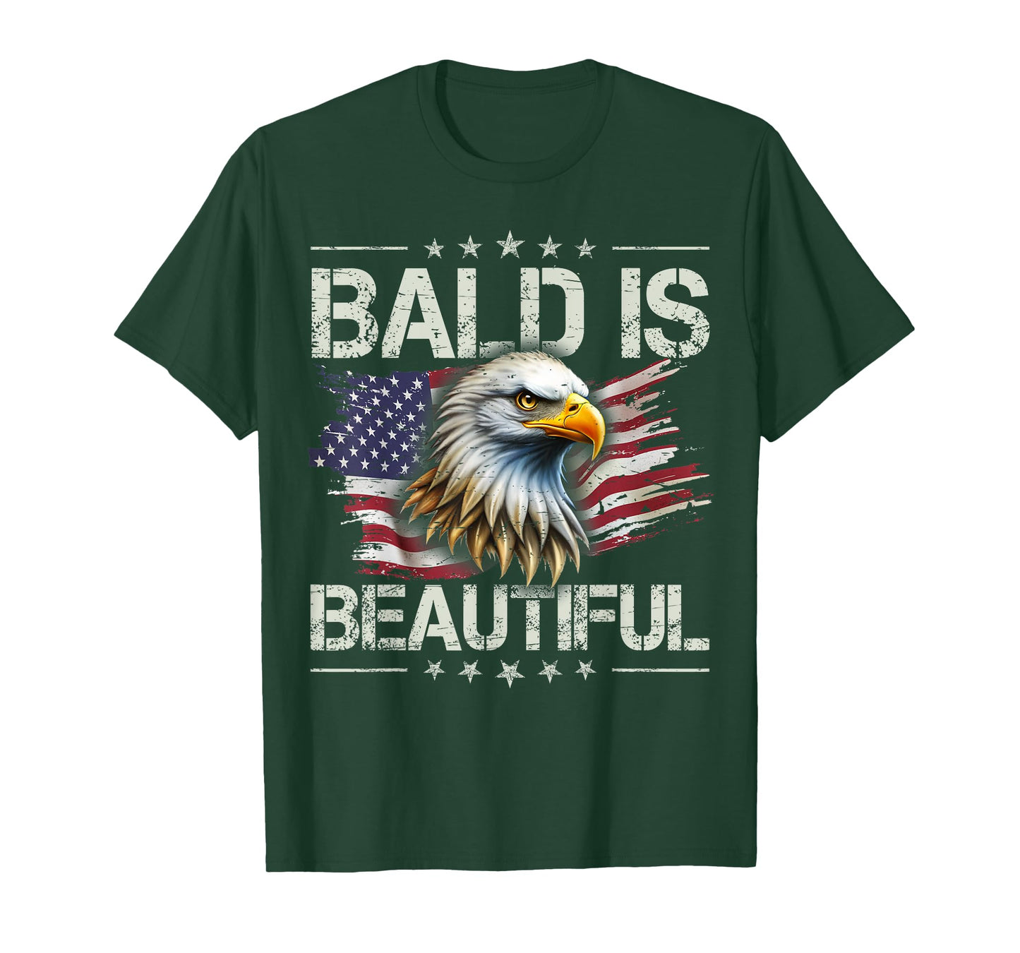 Bald Is Beautiful 4th of July Independence Day America Eagle T-Shirt
