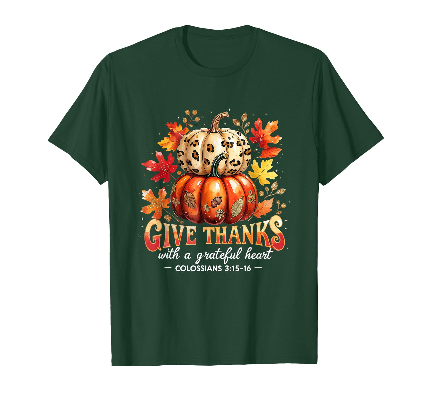 Give Thanks with a Grateful Heart Bible Verse Pumpkin T-Shirt