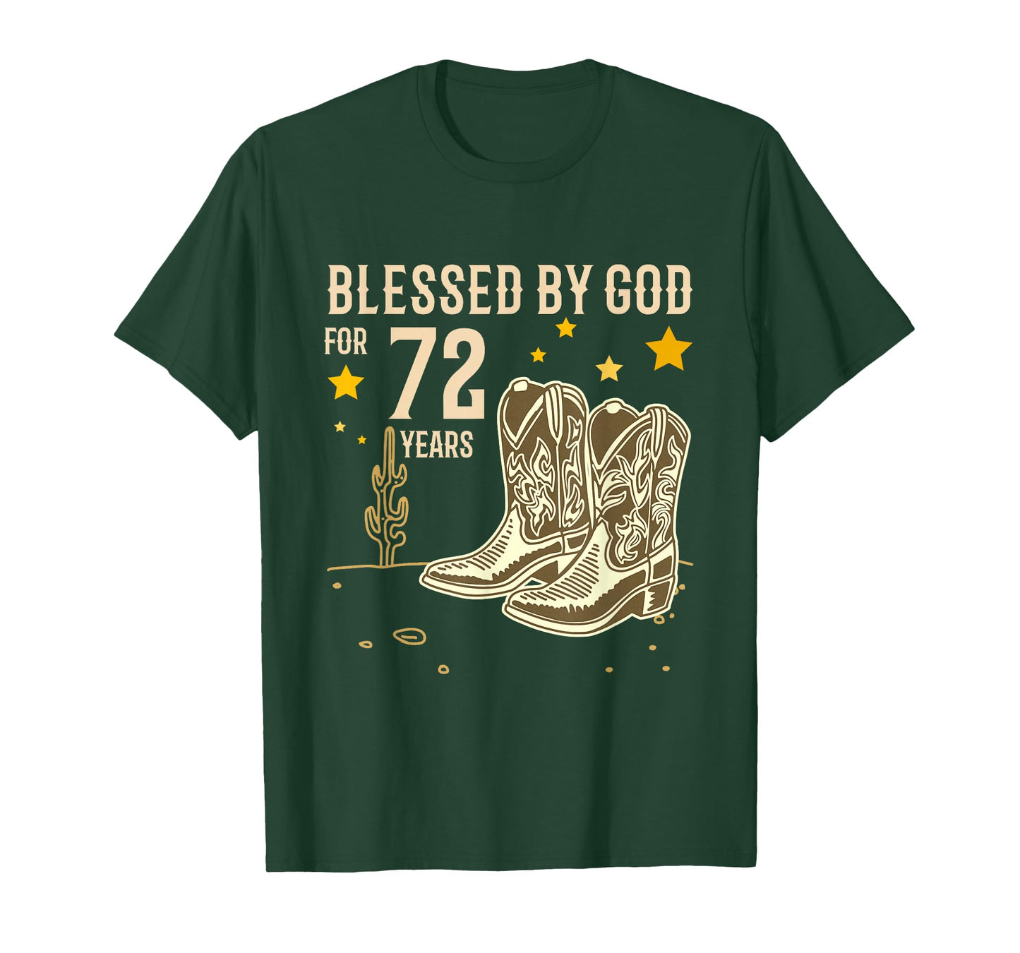 Vintage Blessed by God for 72 Years Cowboy 72nd Birthday Men T-Shirt