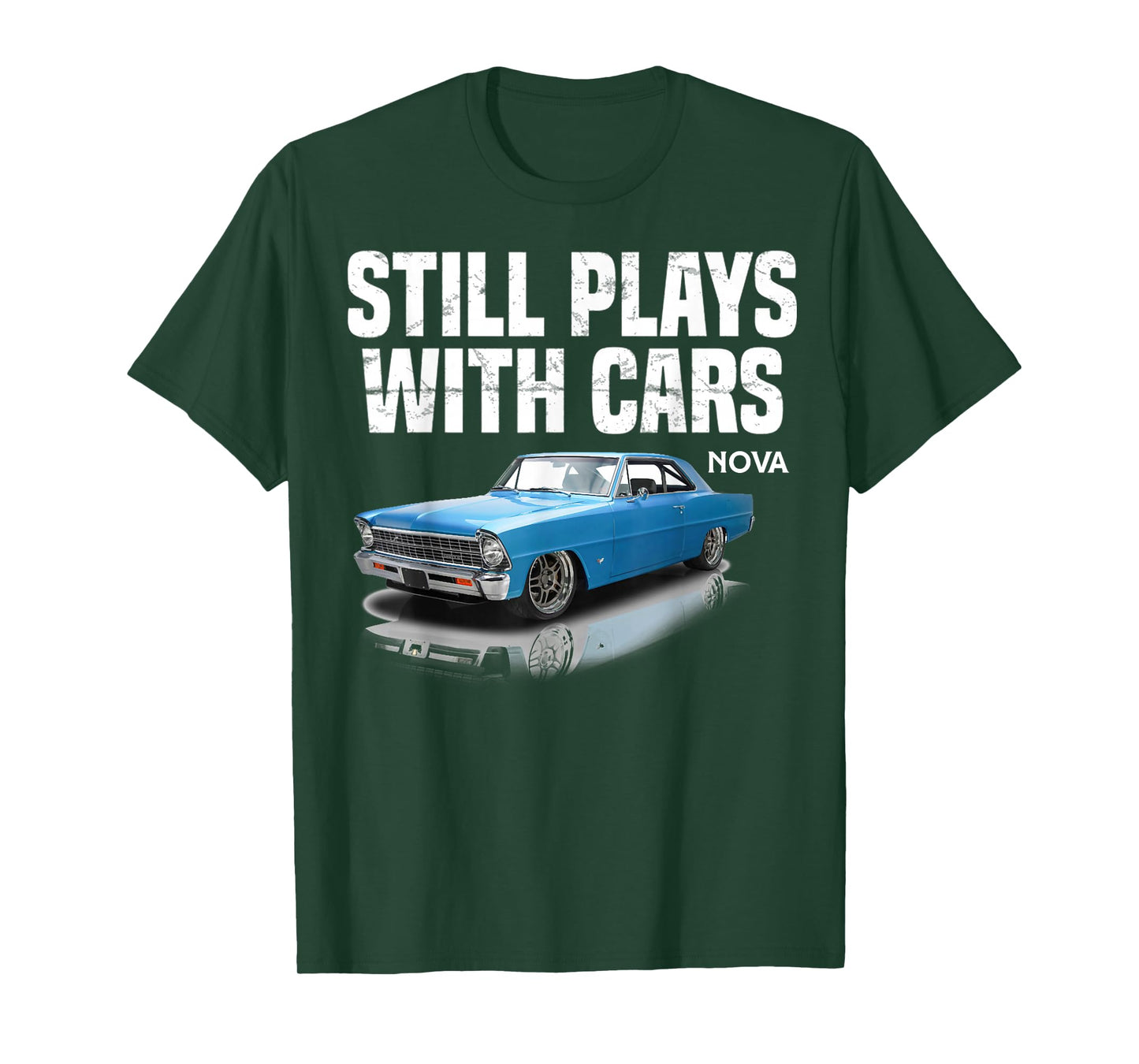 Still plays with cars nova 1967 1969 1972 blue Muscle Car T-Shirt