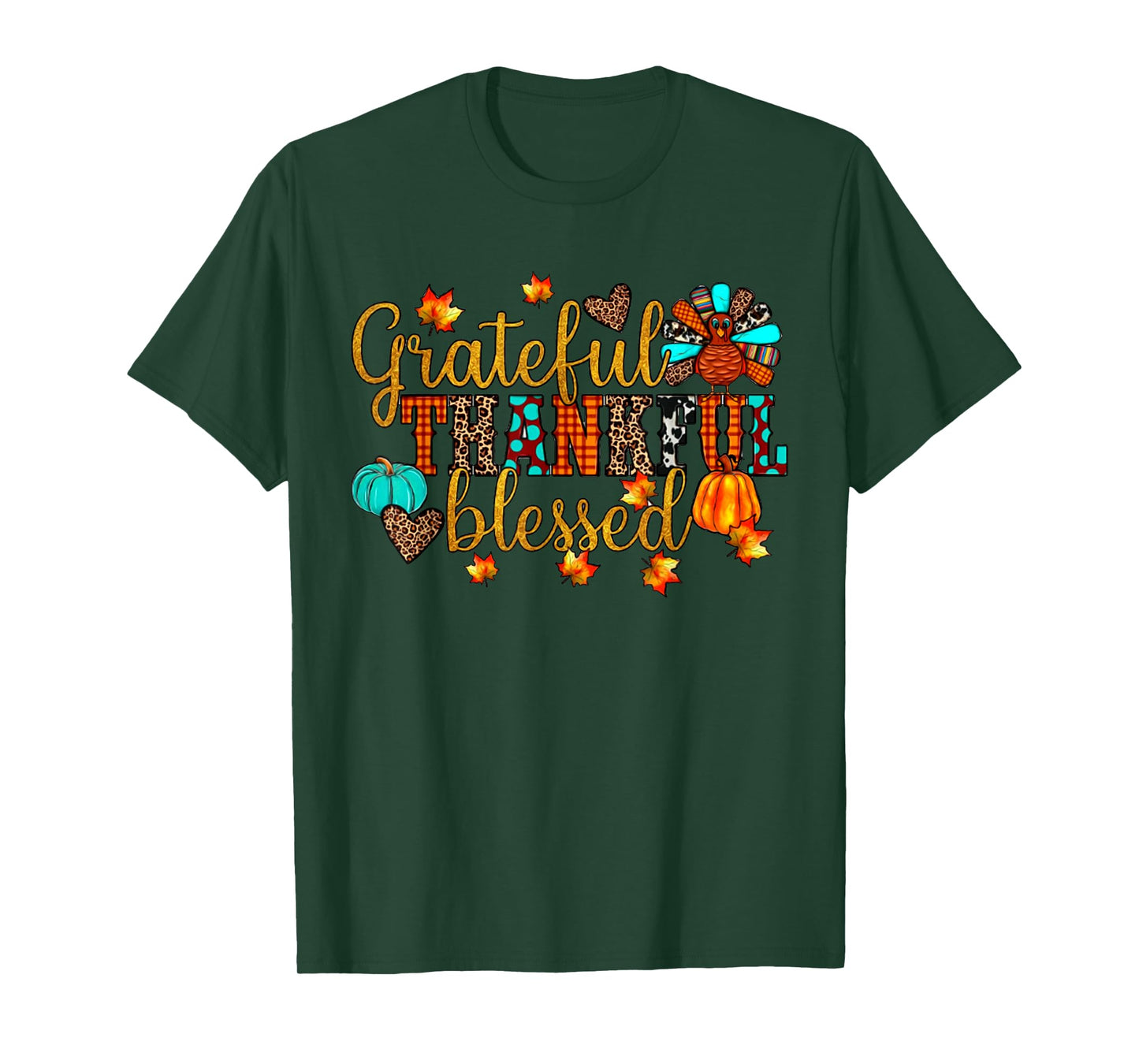 Thankful Grateful Blessed Christian Religious Thanksgiving T-Shirt