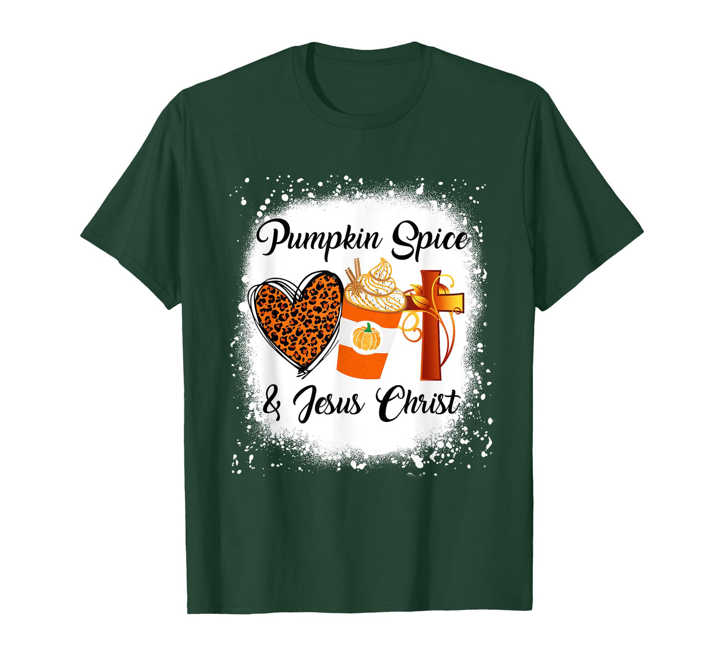 Pumpkin Spice And Jesus Christ Shirt Leopard Heart Coffee T-Shirt