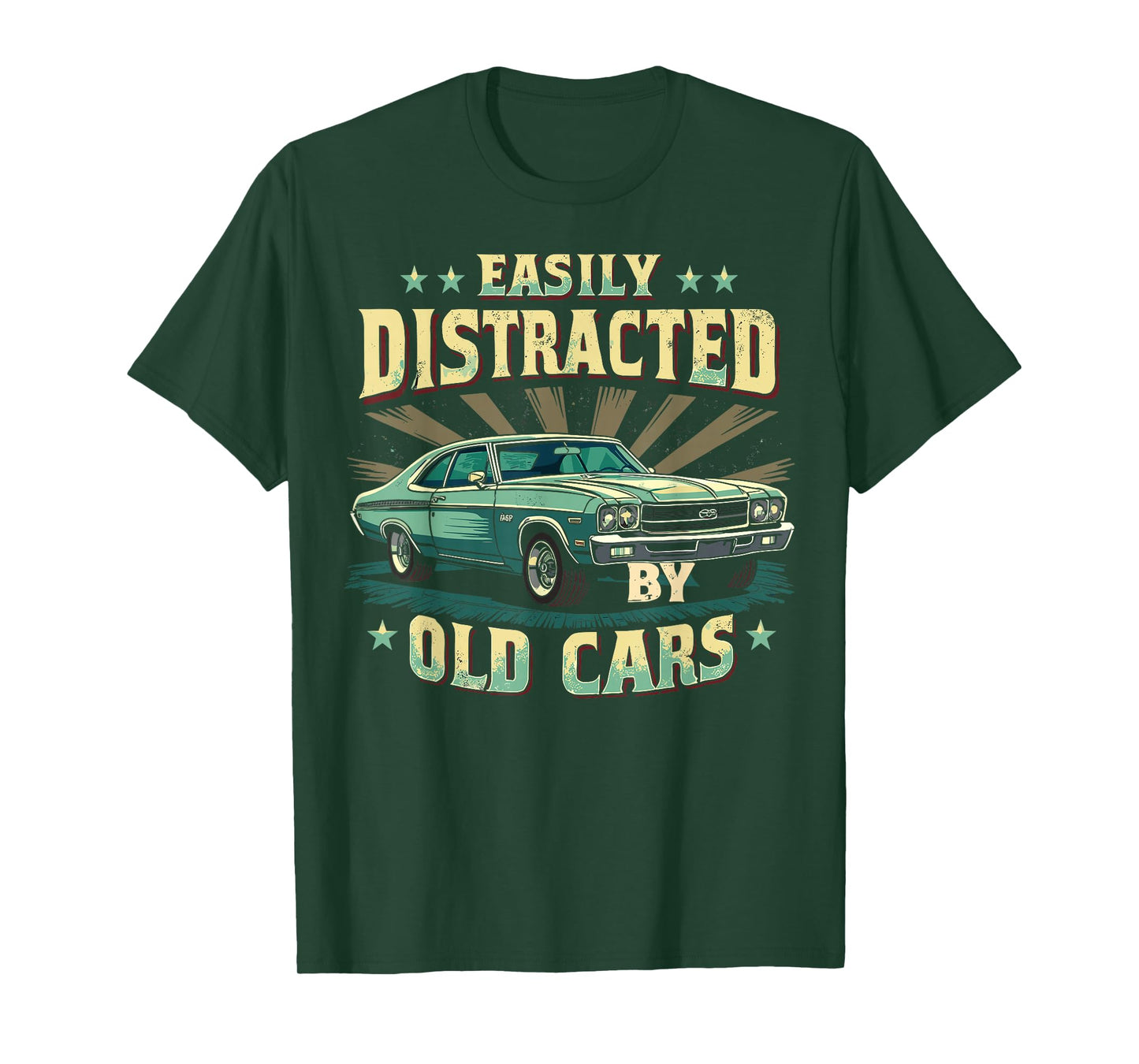 Easily Distracted by Classic Cars Funny Vintage Design T-Shirt