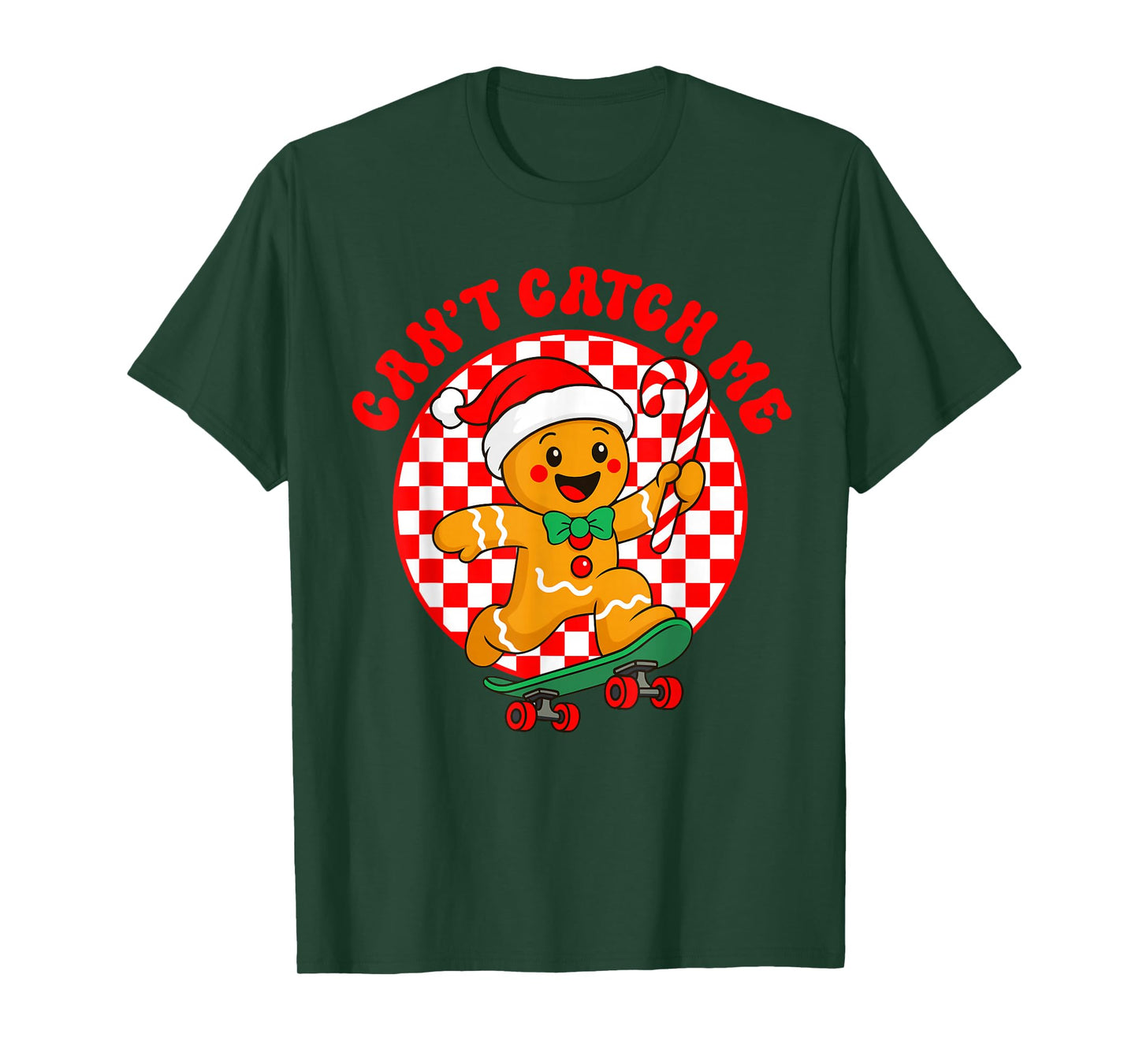 Can't Catch Me Retro Christmas Gingerbread Boy Xmas Kids T-Shirt