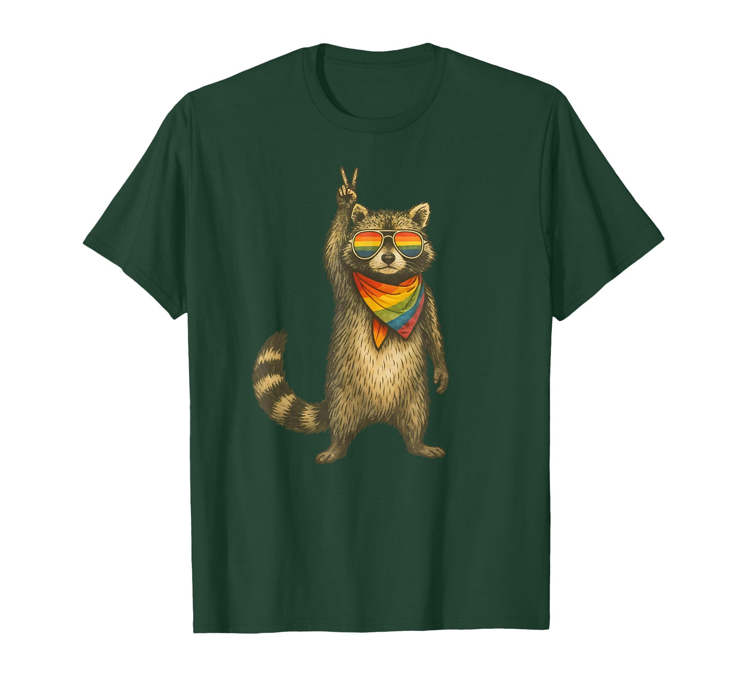 LGBT Pride Raccoon with Peaceful Vibes T-Shirt