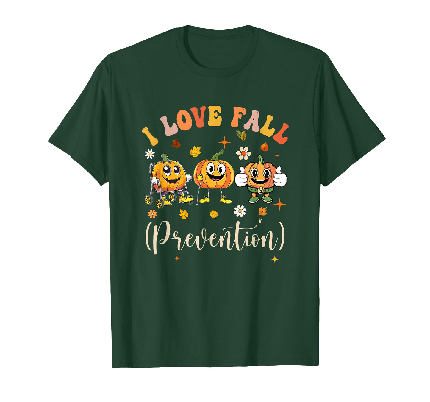 Groovy Retro I Love Fall Prevention Funny Physical Therapy T-Shirt