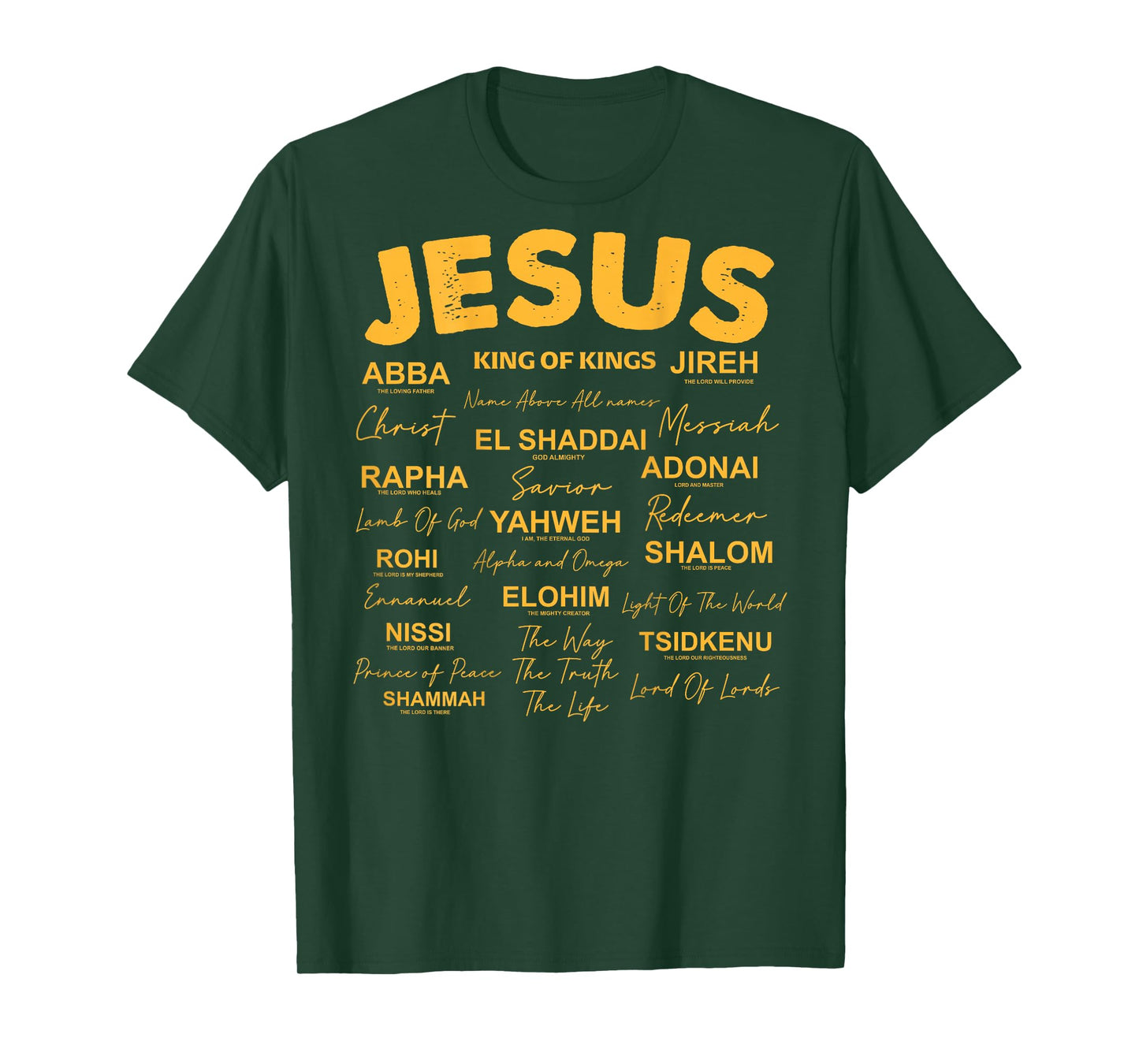 Jesus is King Names of God Hebrew Jesus Christian (On Back) T-Shirt