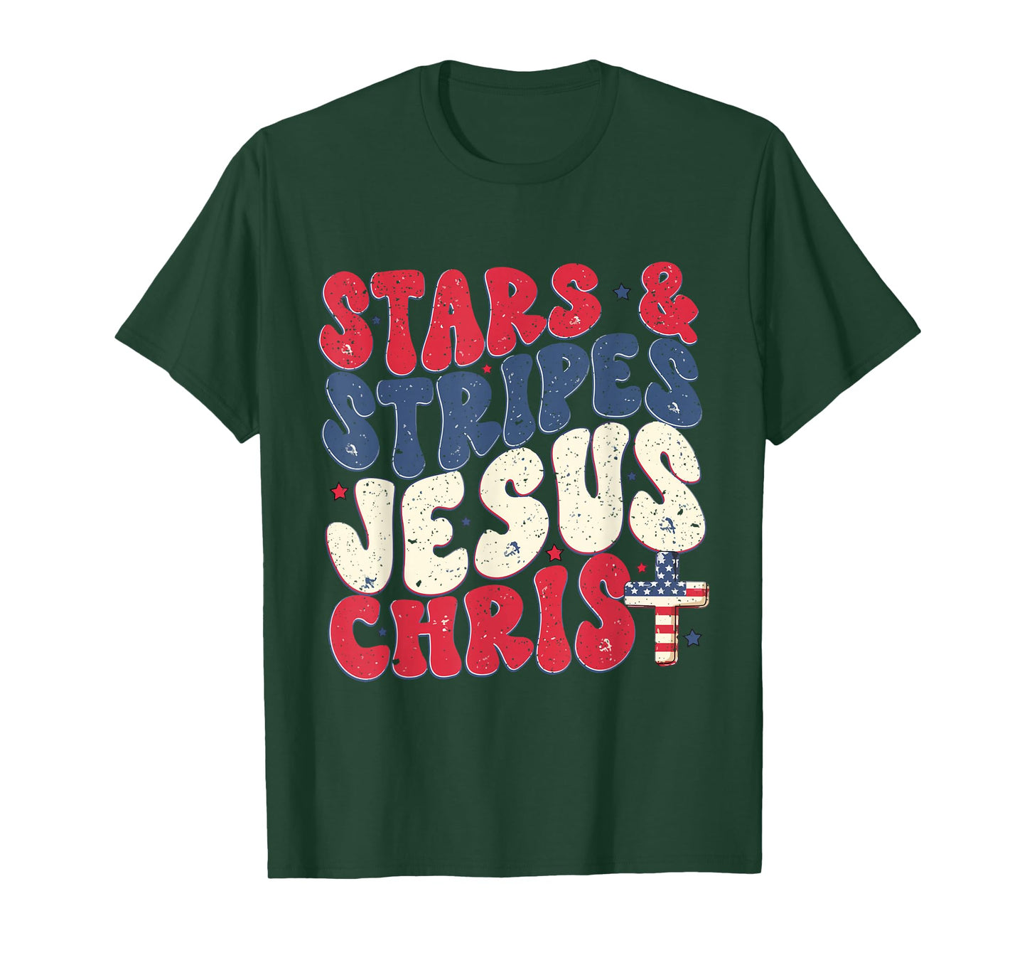 Funny Christian 4th Of July Stars & Stripes Jesus Christ T-Shirt