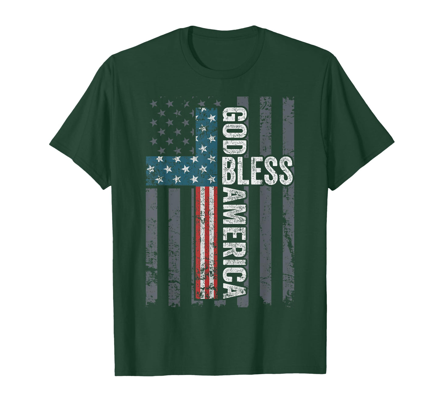 God Bless America - Patriotic Christian Cross USA Flag T-Shirt