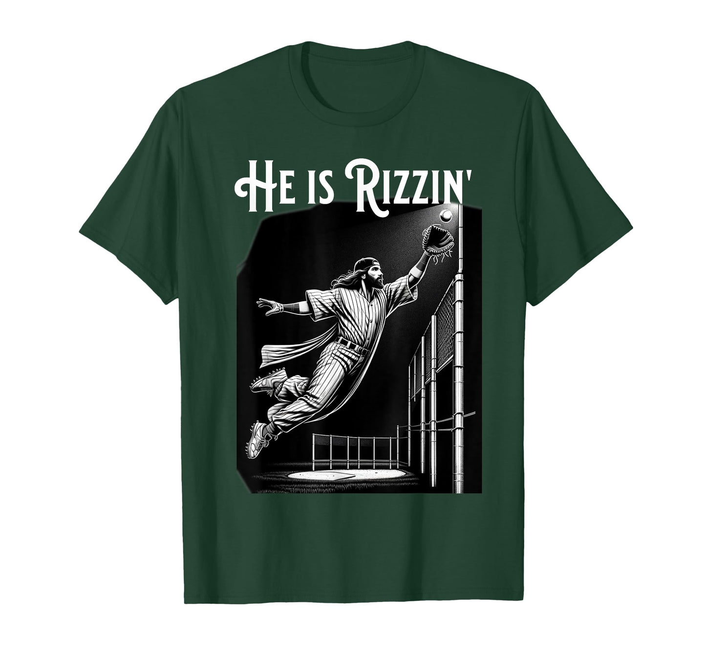 He is Rizzin Jesus Playing Baseball Funny Sports Rizz T-Shirt