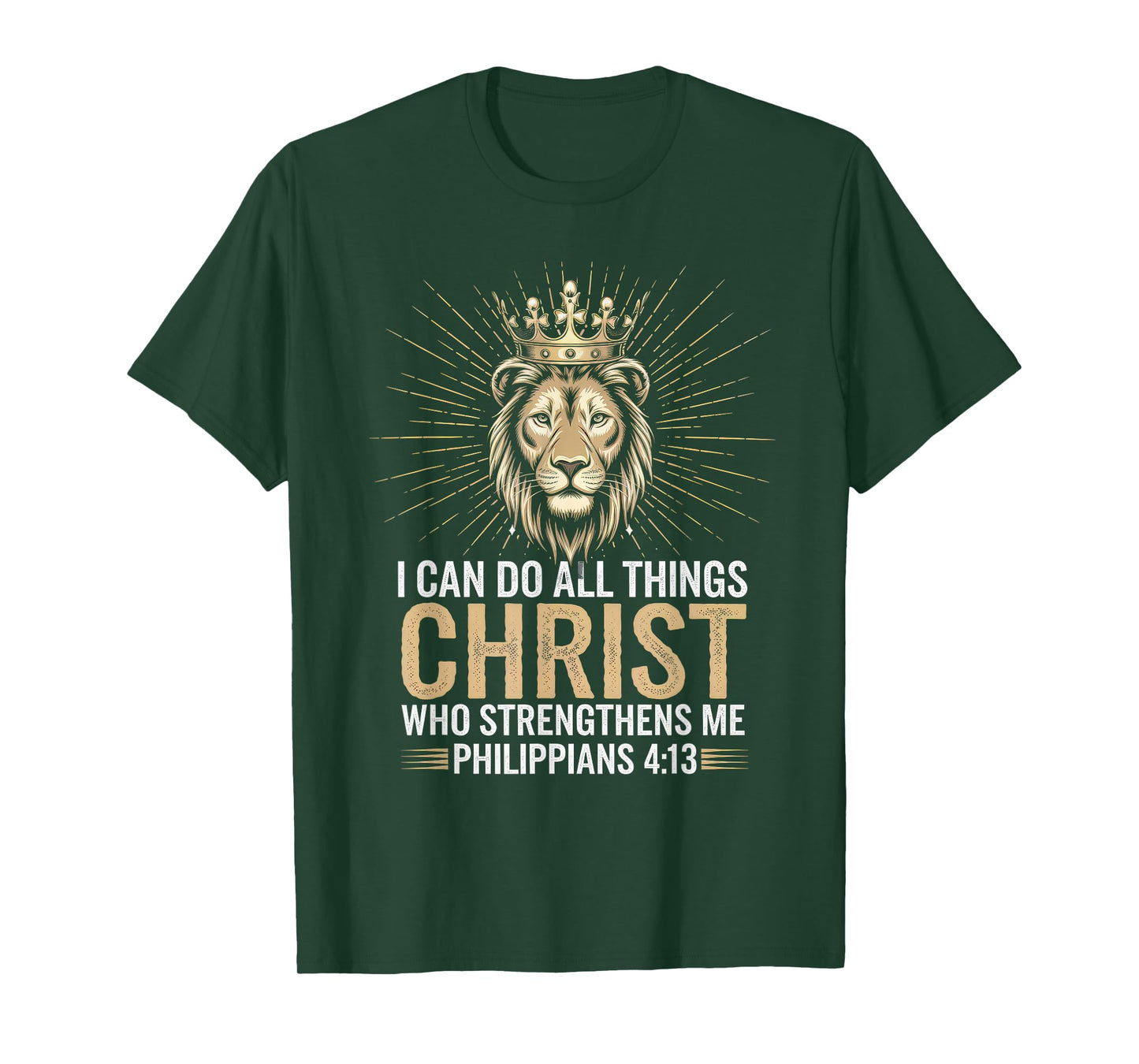 Christian Tshirt Philippians 4:13 Religious Lion Strengthens T-Shirt
