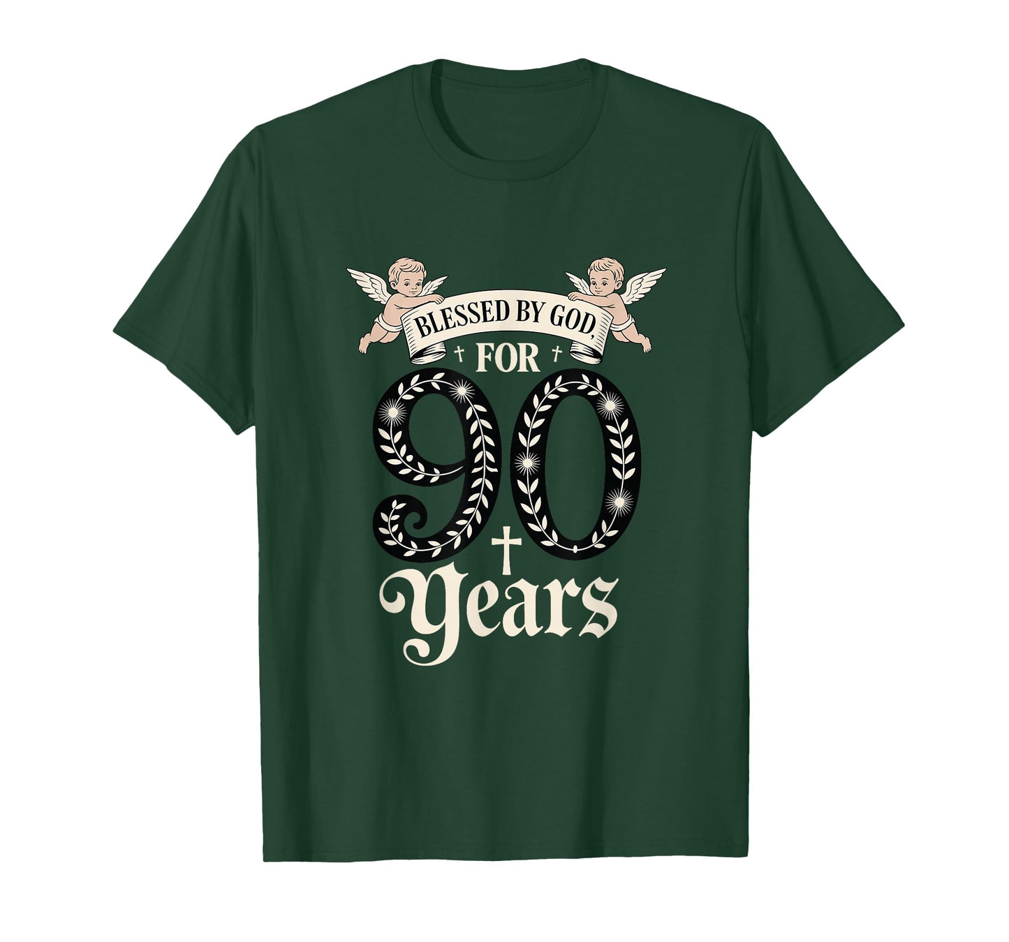 Blessed by God for 90 Years Religious Themed 90th Birthday T-Shirt