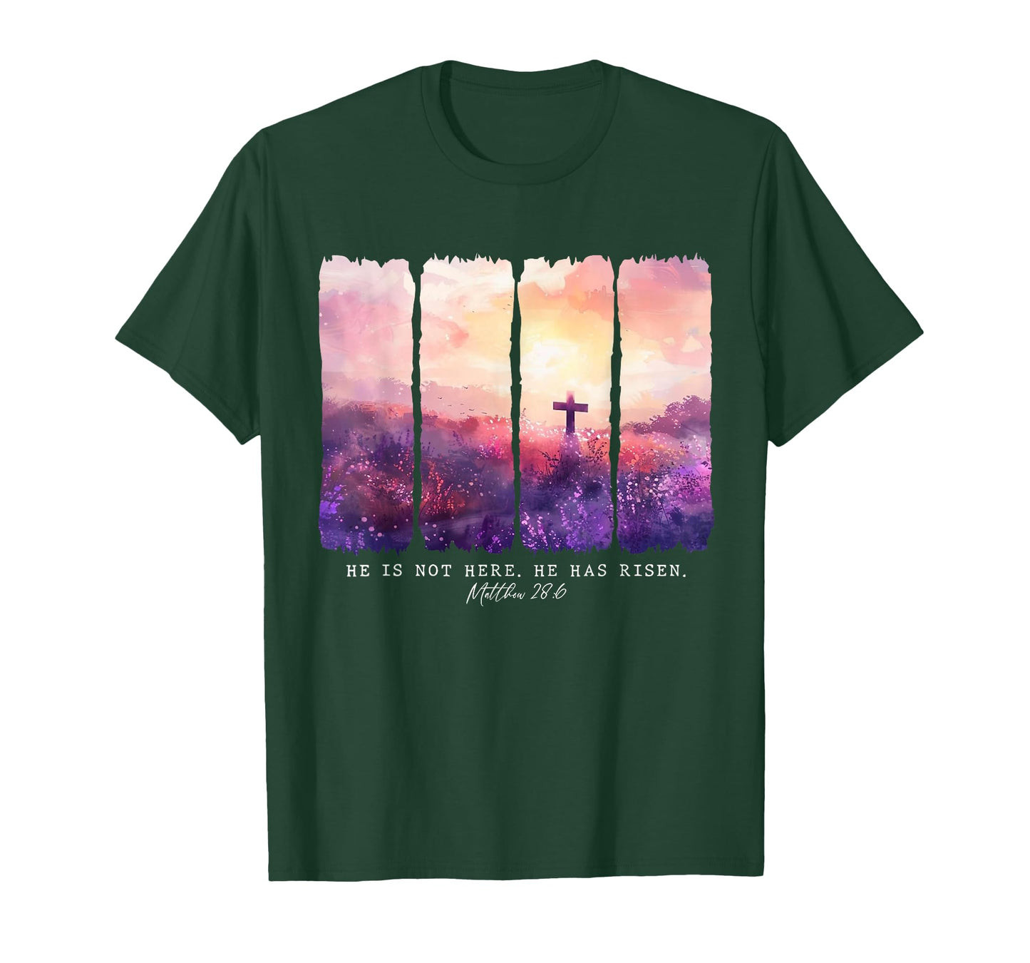 He is Not Here He Has Risen Floral Christian Bible Verse T-Shirt