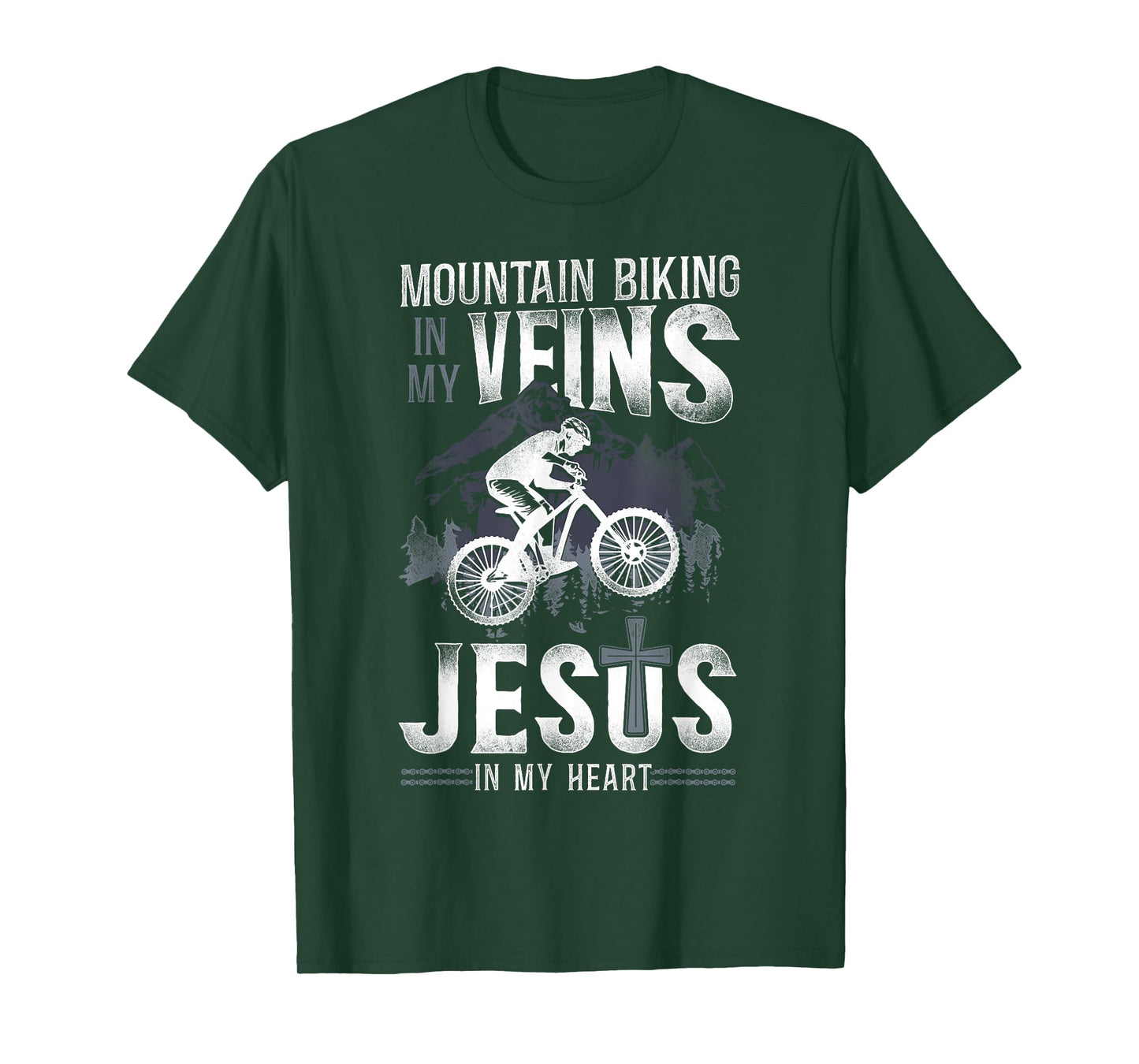 Enduro MTB Mountain Bike Riding Downhill Jesus Faith Vintage T-Shirt