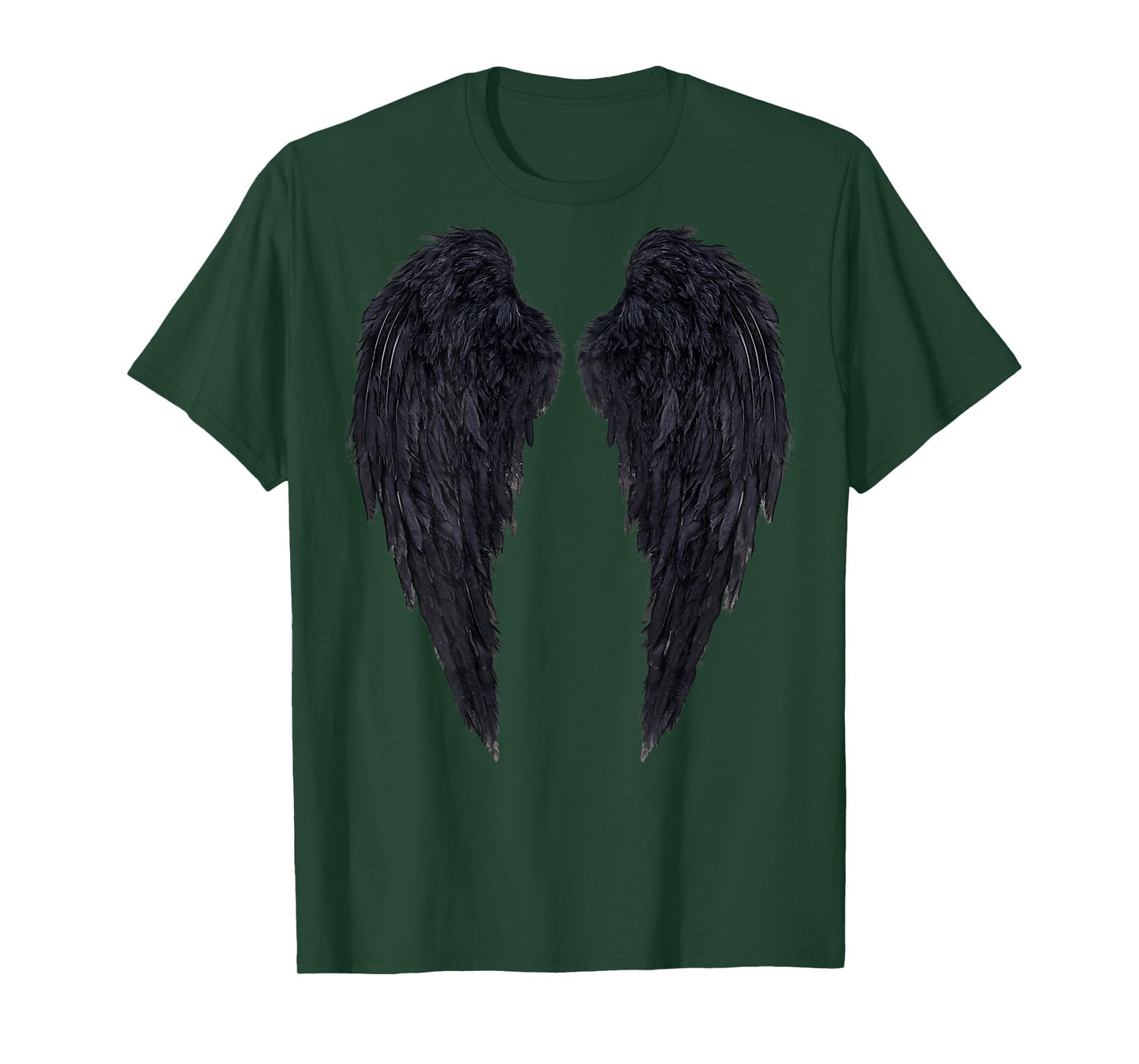 Black Angel Wings On The Back Of A T-Shirt