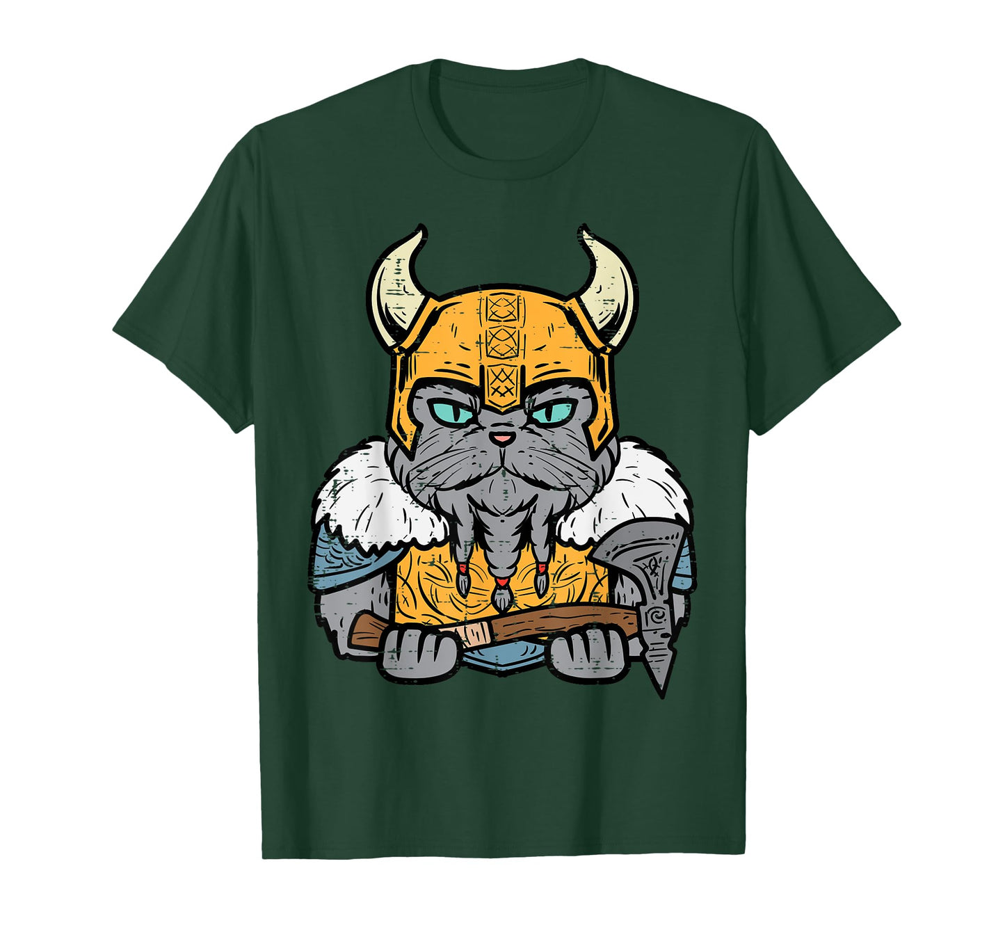 Viking Cat Axe Norse Mythology Kitten Women Girls Kids Men T-Shirt