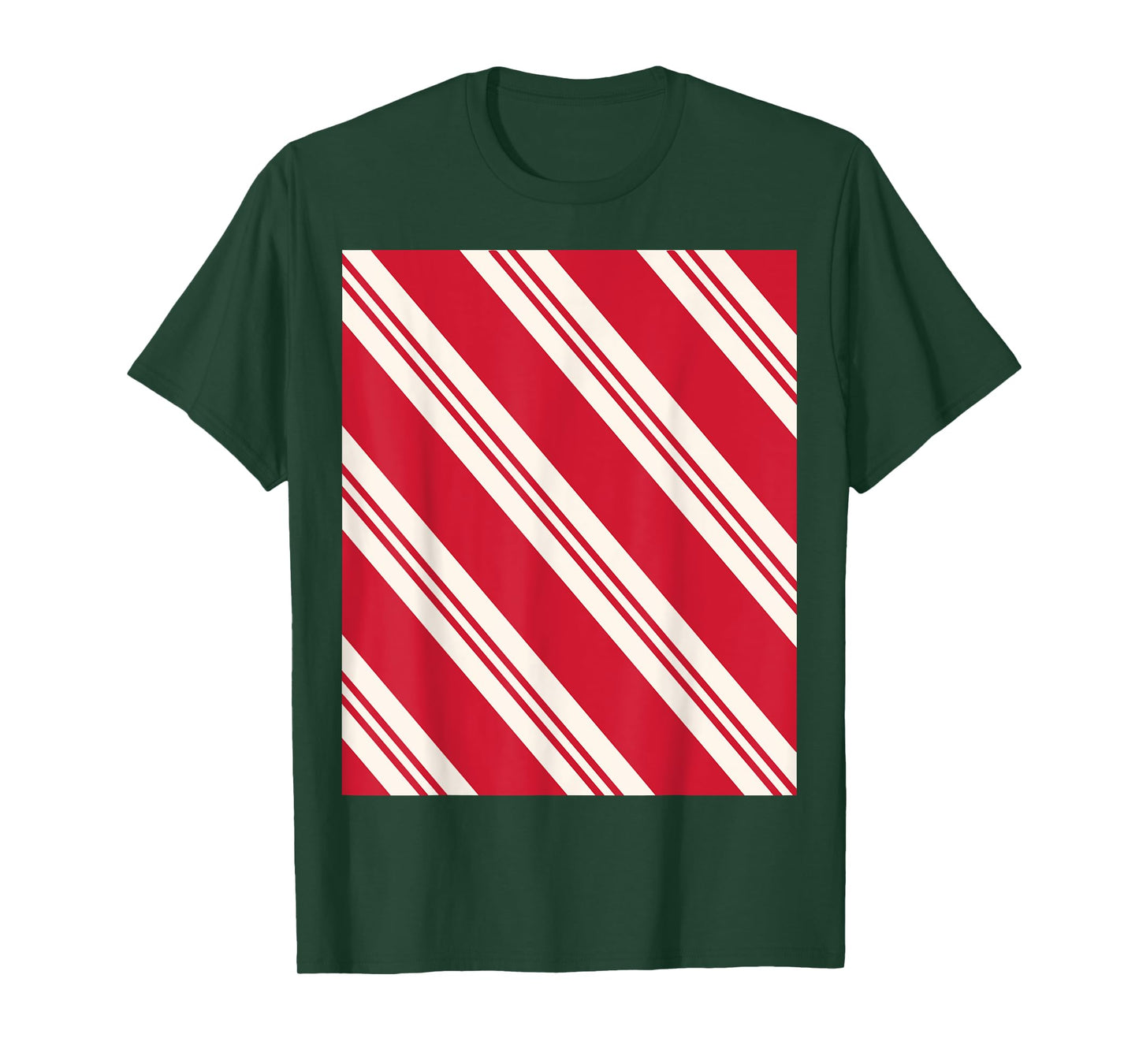 Candy Cane Stripe Diagonal Pattern Red T-Shirt