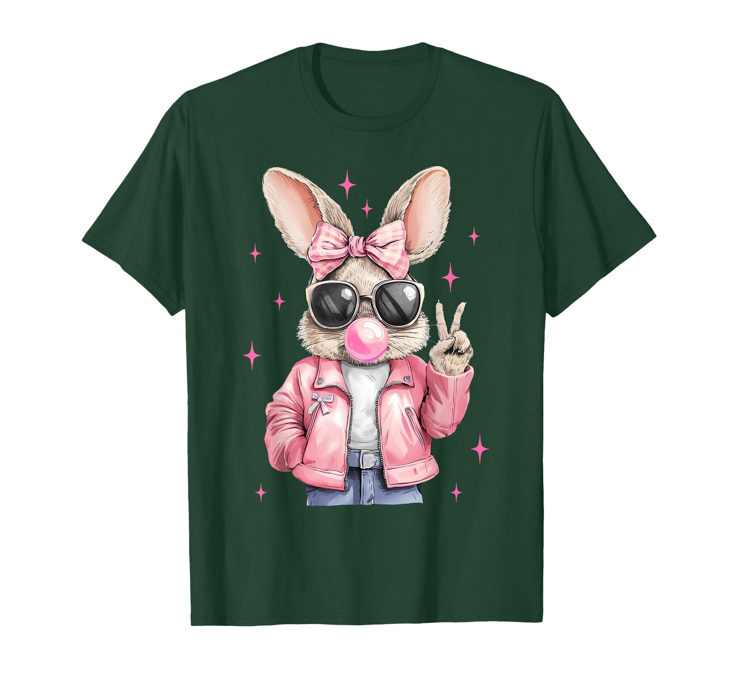 Happy Easter Bunny Rabbit Face Coquette Bow Easter Girl Kids T-Shirt