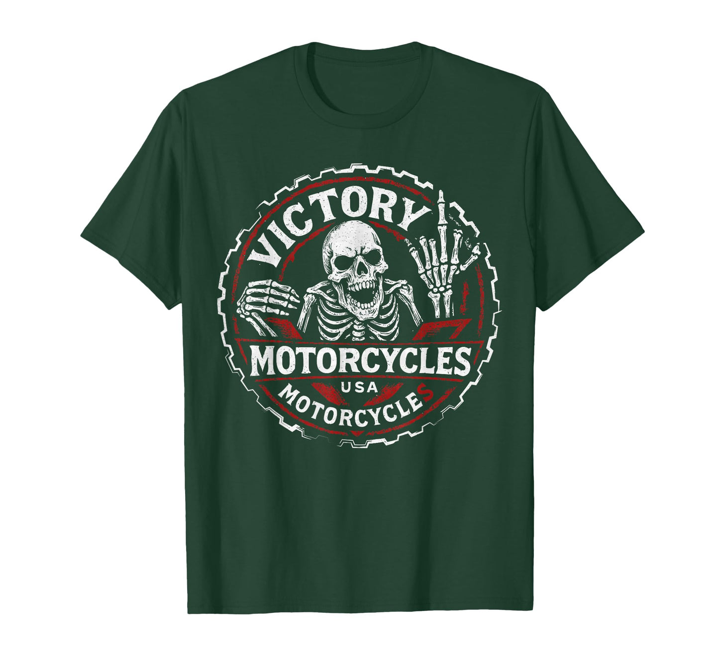 Vintage American Motor Cycles Victory USA Skeleton Funny T-Shirt