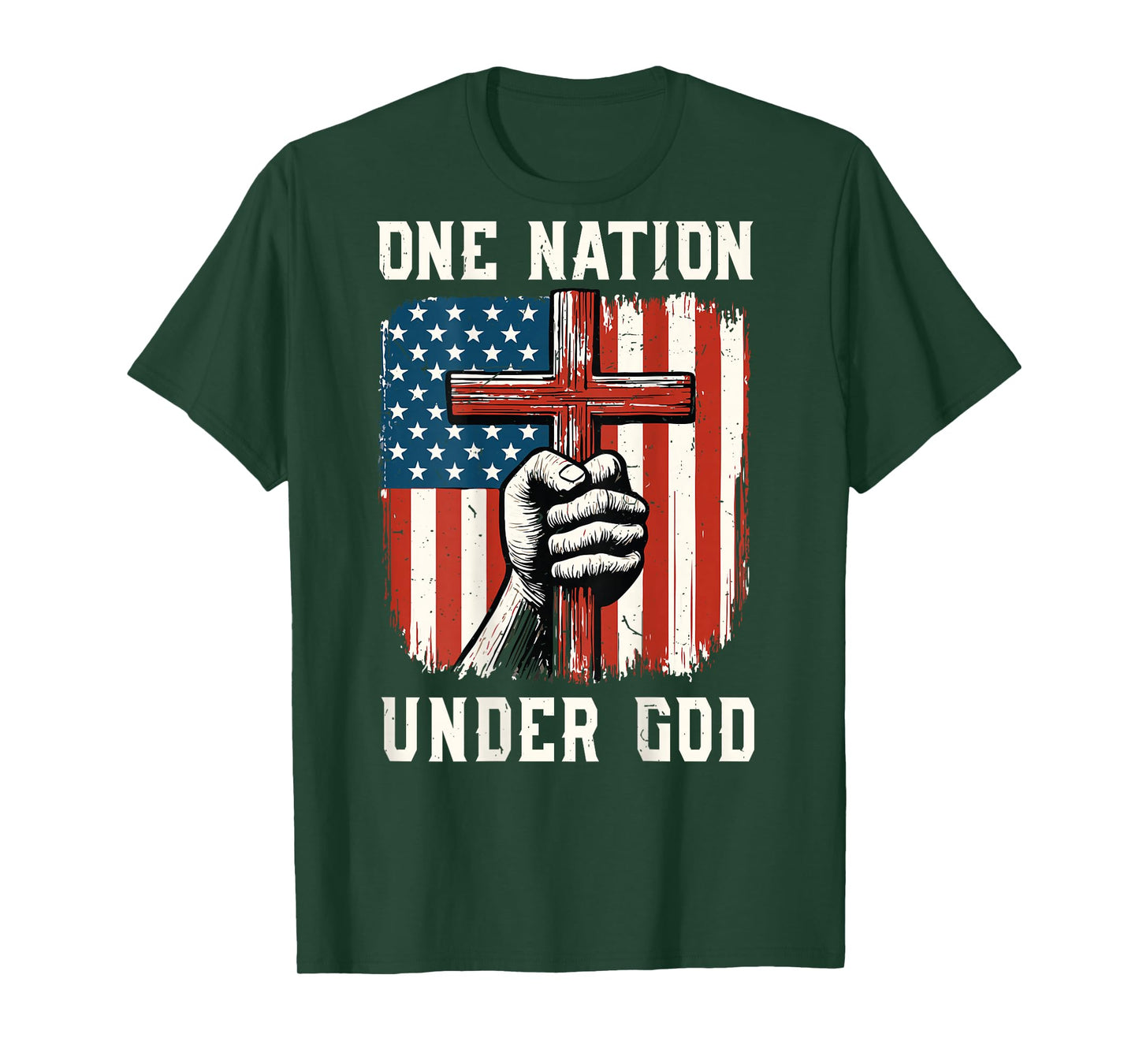 One Nation Under God American Flag Christian Patriotic Faith T-Shirt