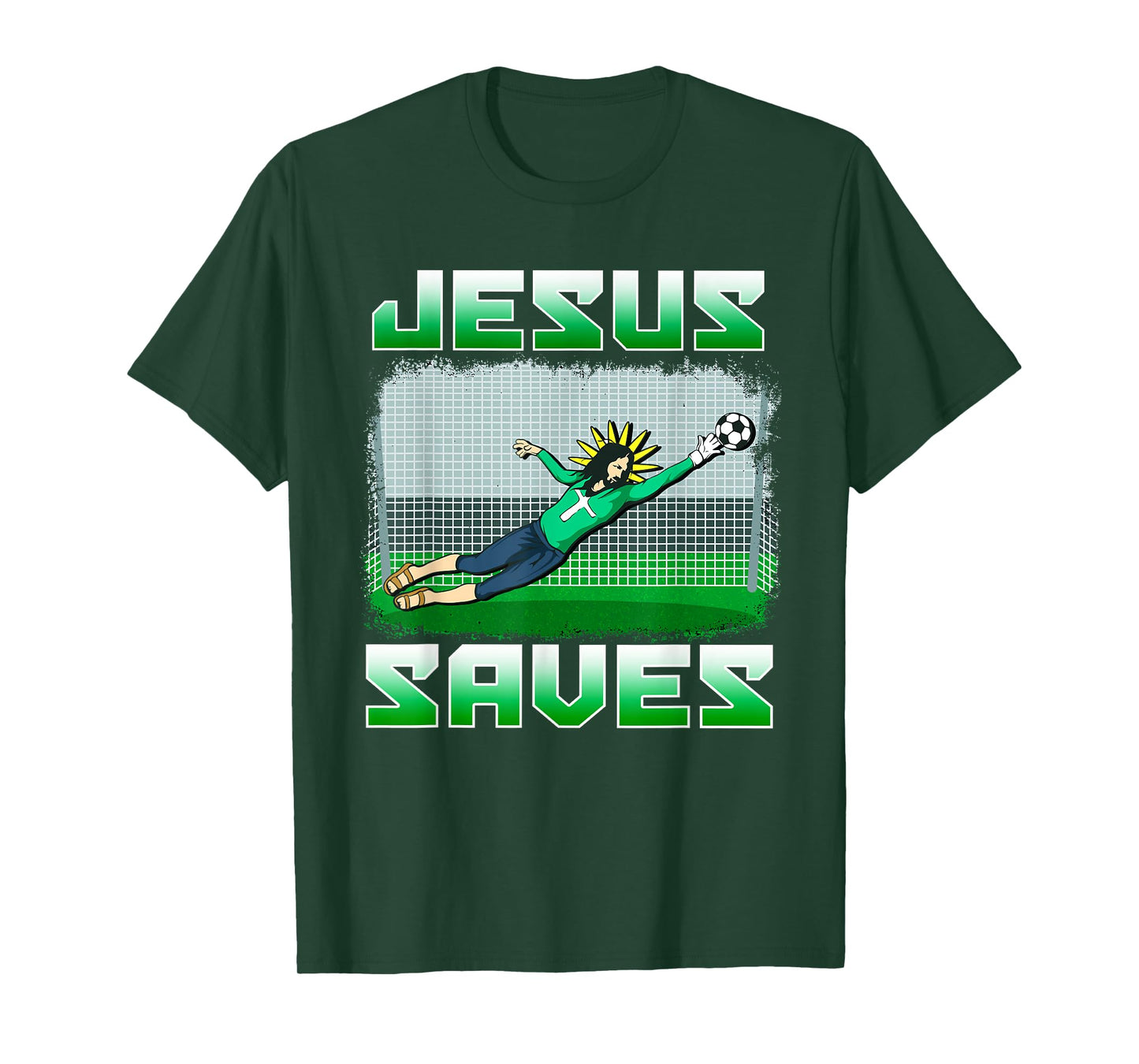 Funny Christian Soccer Jesus Saves Goalie T-Shirt