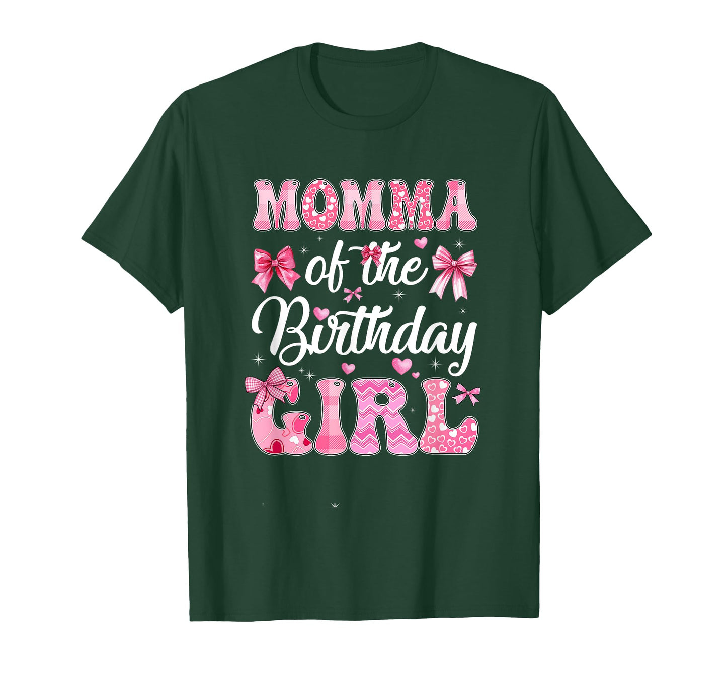 Momma Of The Birthday Girl Family Pink Coquette Bow T-Shirt