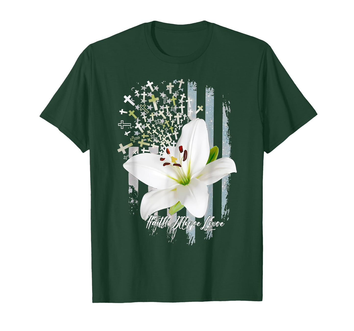 Jesus Cross Christian Faith Hope Love Religious Lily Flower T-Shirt