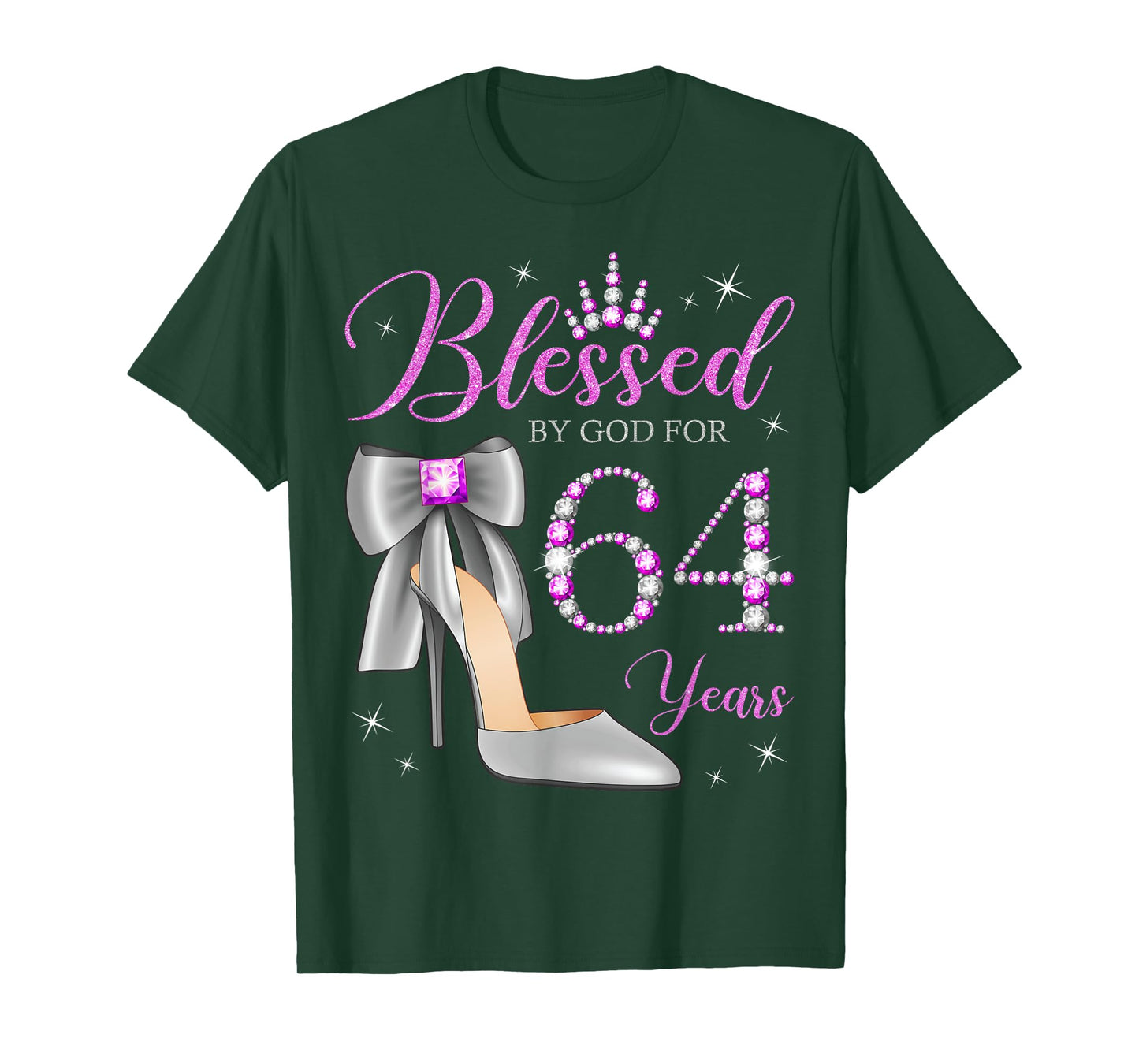 Blessed By God For 64 Years Old 64th Birthday Party Queen T-Shirt