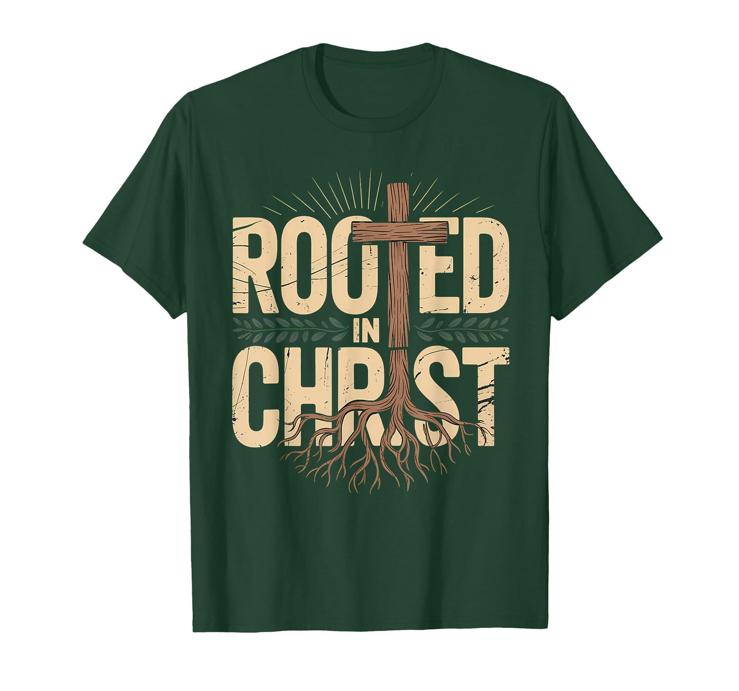 Rooted in Christ Jesus Christian Faith Cross T-Shirt